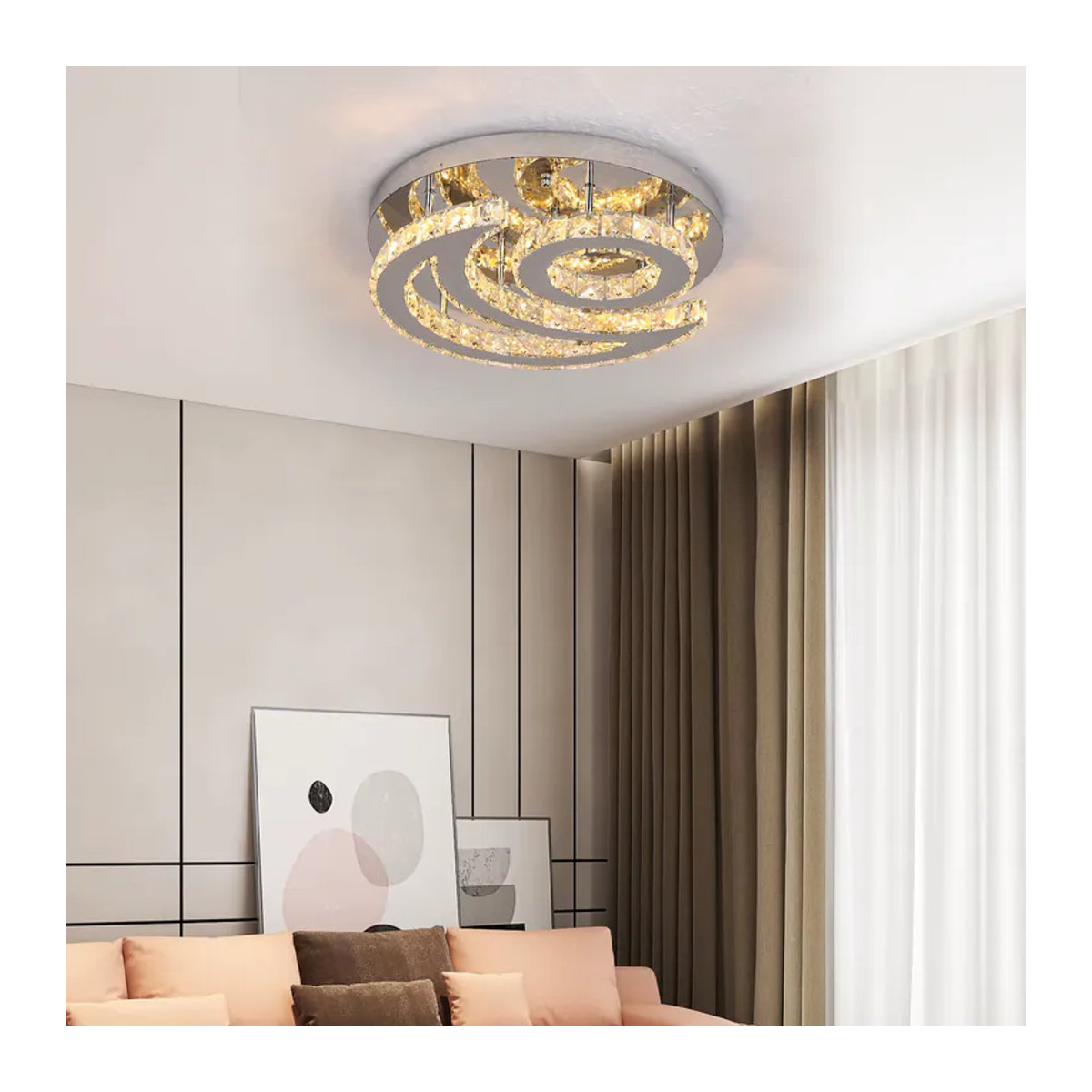 GreeLustr Moderne LED Kronleuchter in Chrom mit Kristallglas im Sonne und Mond Design - Bild 2