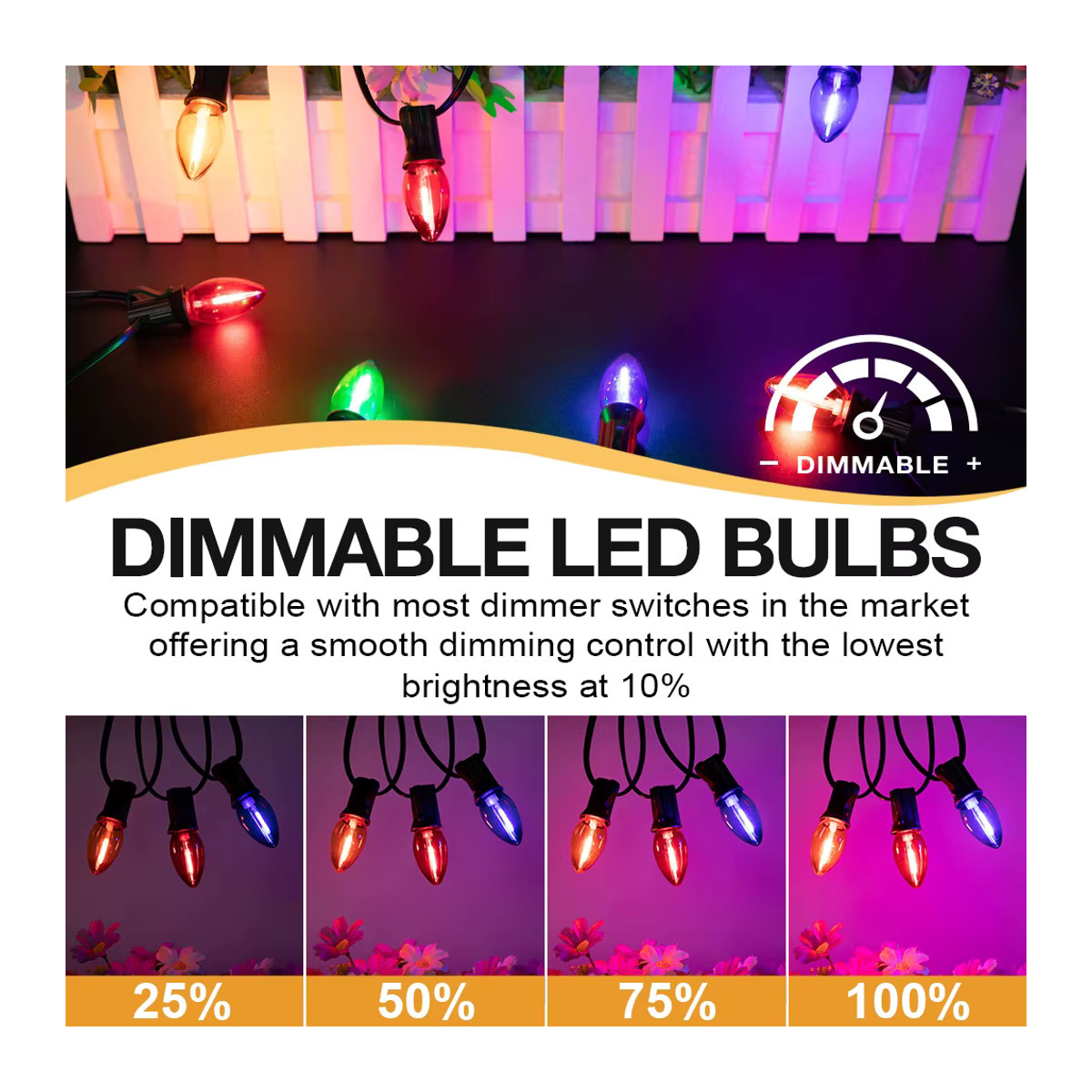 Grensk C7 LED Kerzenform Glühbirne Mehrfarbig mit E12 Sockel 1W für Dekorations-Lichterketten - Bild 5