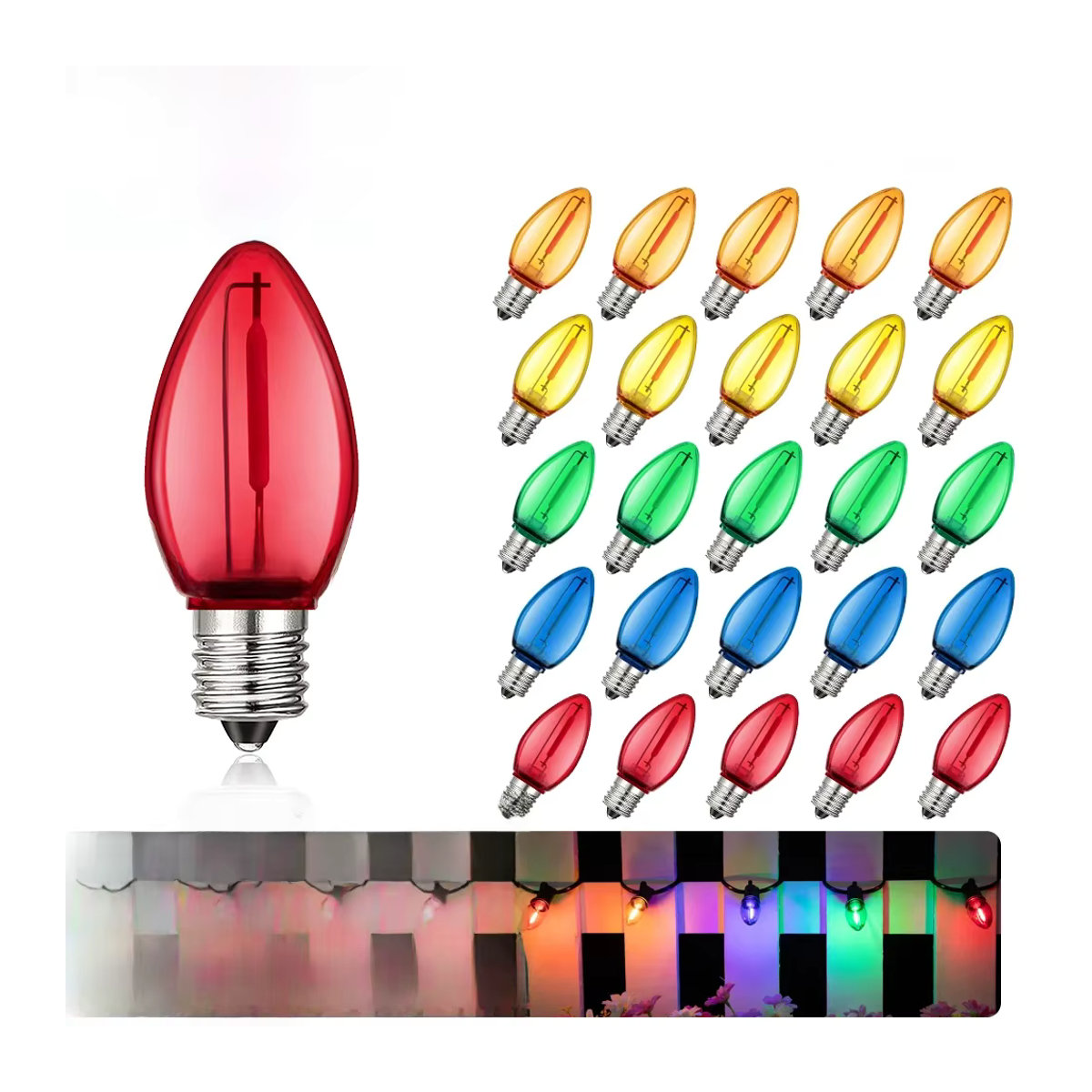 Grensk C7 LED Kerzenform Glühbirne Mehrfarbig mit E12 Sockel 1W für Dekorations-Lichterketten - Bild 6