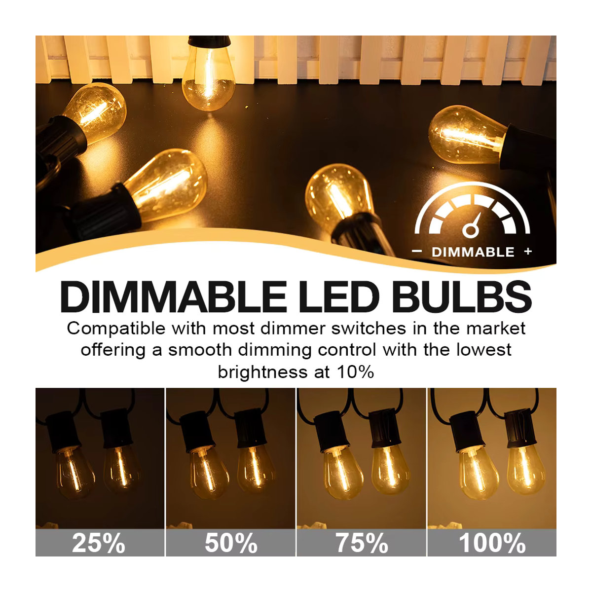 Grensk S14 LED-Glühbirne E27 Retro Warmweiß Bruchsicher für Lichterketten und Außendekoration - Bild 3