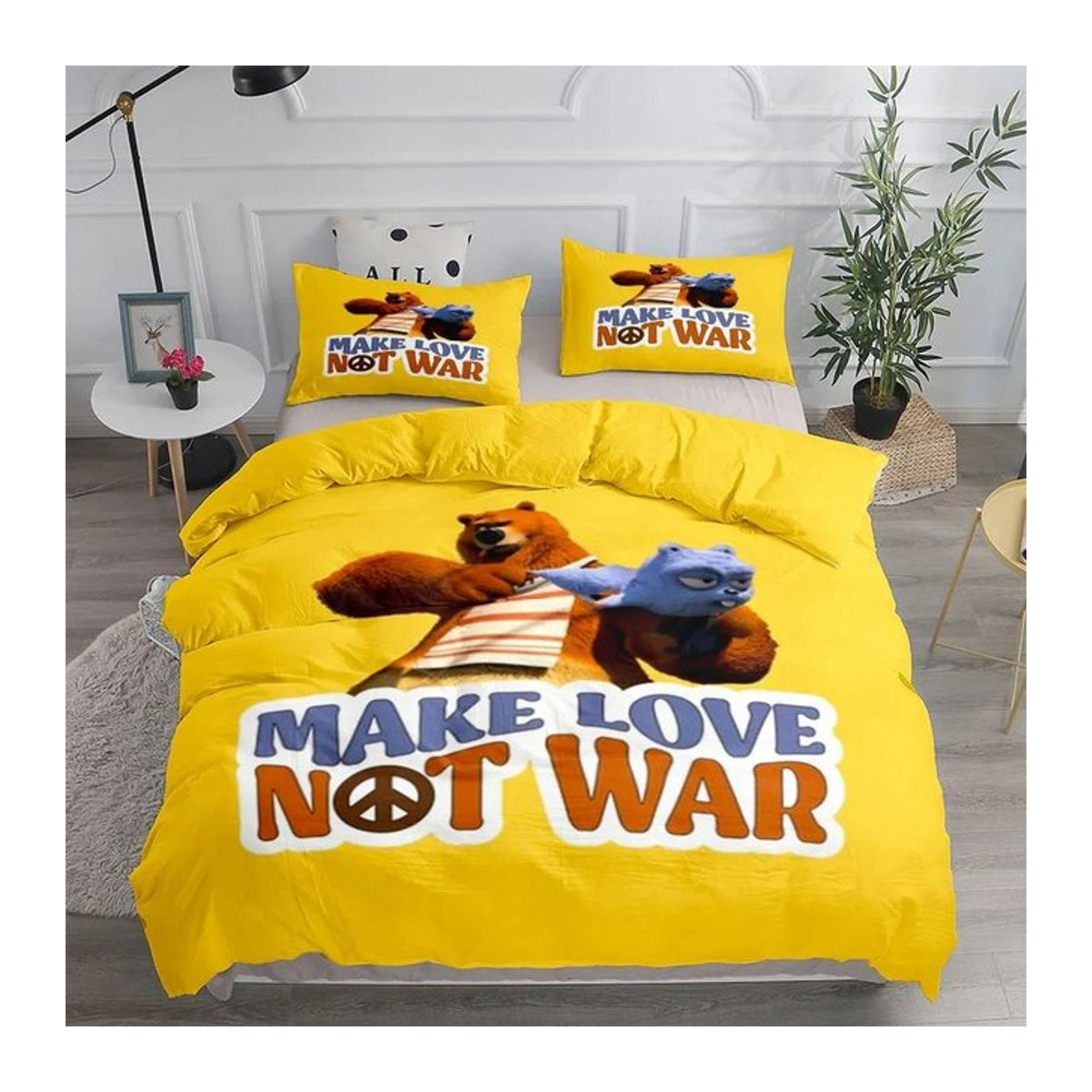 Grizzy Und Die Lemminge Bettwäsche-Set mit Bettbezug und Kissenbezug, 3-teilig, EU Double, B x H: 200 x 200 cm - Bild 1