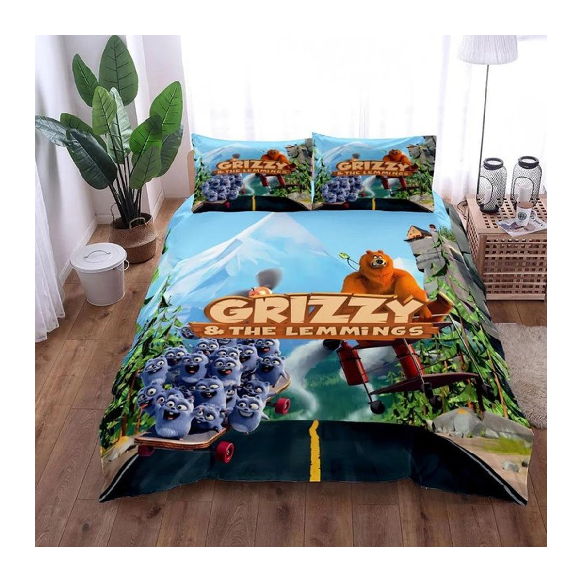 Grizzy Und Die Lemminge Bettwäsche-Set mit Bettbezug und Kissenbezug, EU King, Breite: 240 cm, Länge: 220 cm - Bild 1
