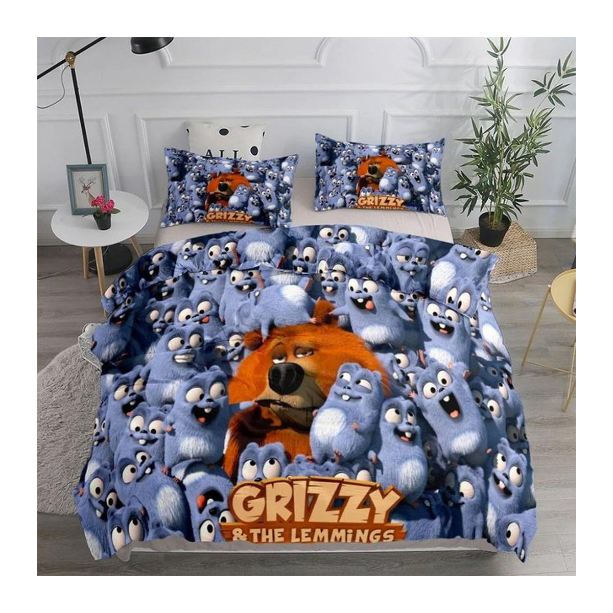 Grizzy und die Lemminge Bettwäsche-Set mit Steppdecke und Kissenbezügen, 3-teilig, B/H: 220 x 240 cm - Bild 1