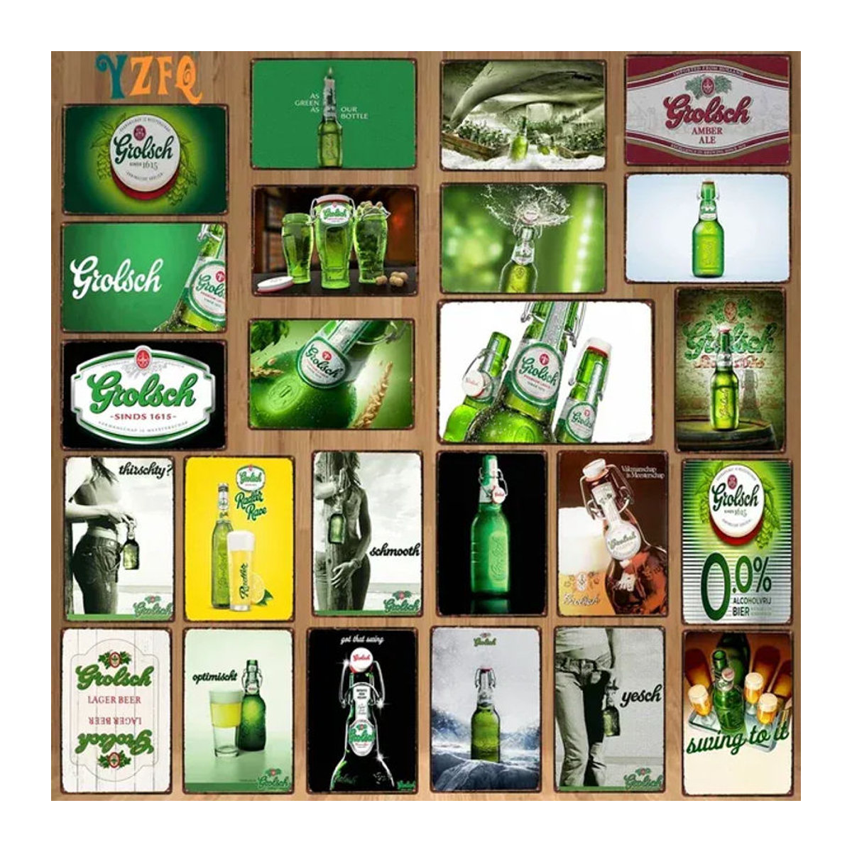 Grolsch Vintage Metallschild Schwarz Rechteckig B: 30 cm, H: 20 cm, T: 20 cm Wanddekoration für Bar und Küche - Bild 1