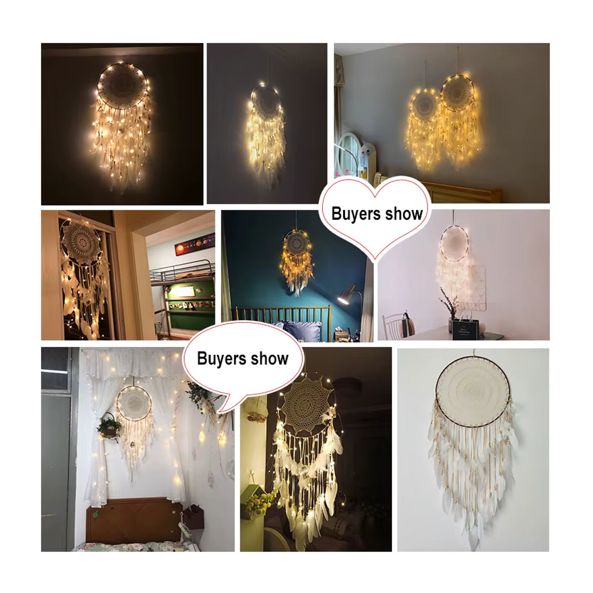 Großer Traumfänger von lazyishhouse in Weiß mit Federn als hängende Lichtdekoration im skandinavischen Design für das Kinderzimmer - Bild 6