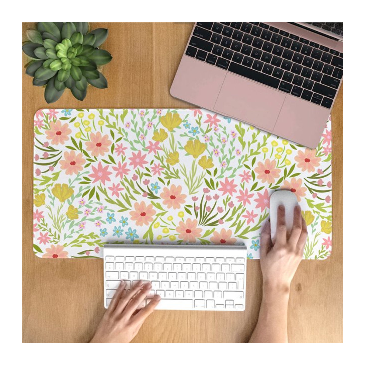 Großes Mauspad mit Sommer Blumen Design, weiche und rutschfeste Schreibtischmatte aus Naturkautschuk, Multicolor - Bild 1