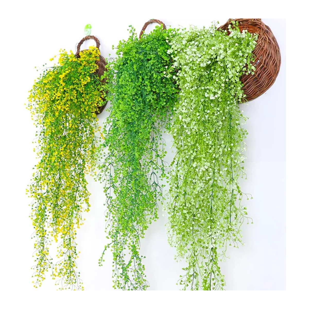 Grüne künstliche Efeu-Girlande aus Seide und Rattan als hängende Dekoration für Haus und Garten, Länge: 80 cm - Bild 1