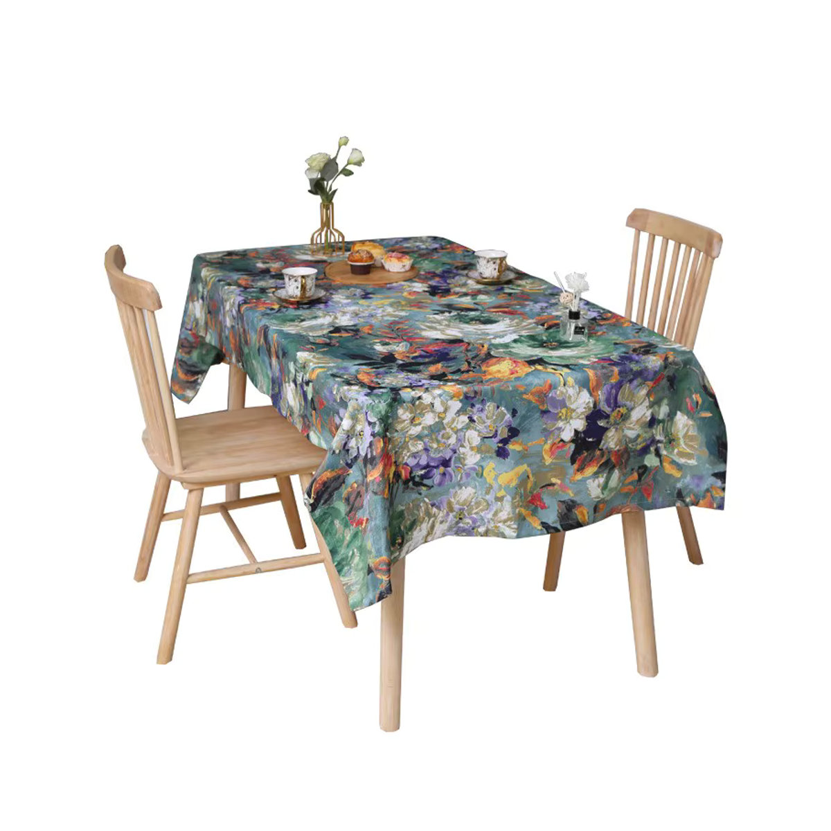 Grüne Tischdecke mit abstraktem Ölgemälde-Motiv für dein Wohnzimmer oder Esszimmer - Bild 4