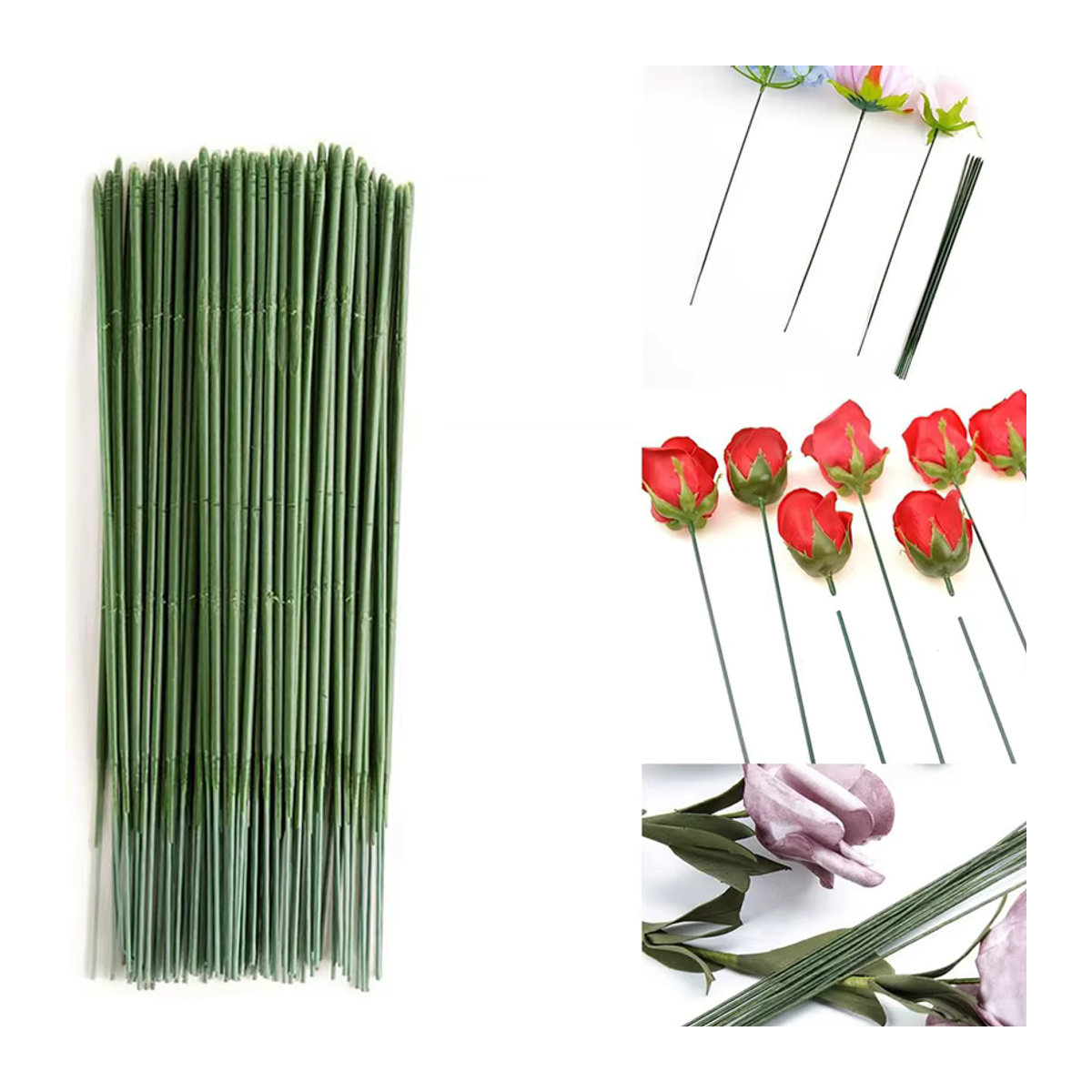 Grüner künstlicher Blumenstiel aus Metall für deine DIY-Dekoration bei Hochzeiten oder Weihnachten - Bild 2