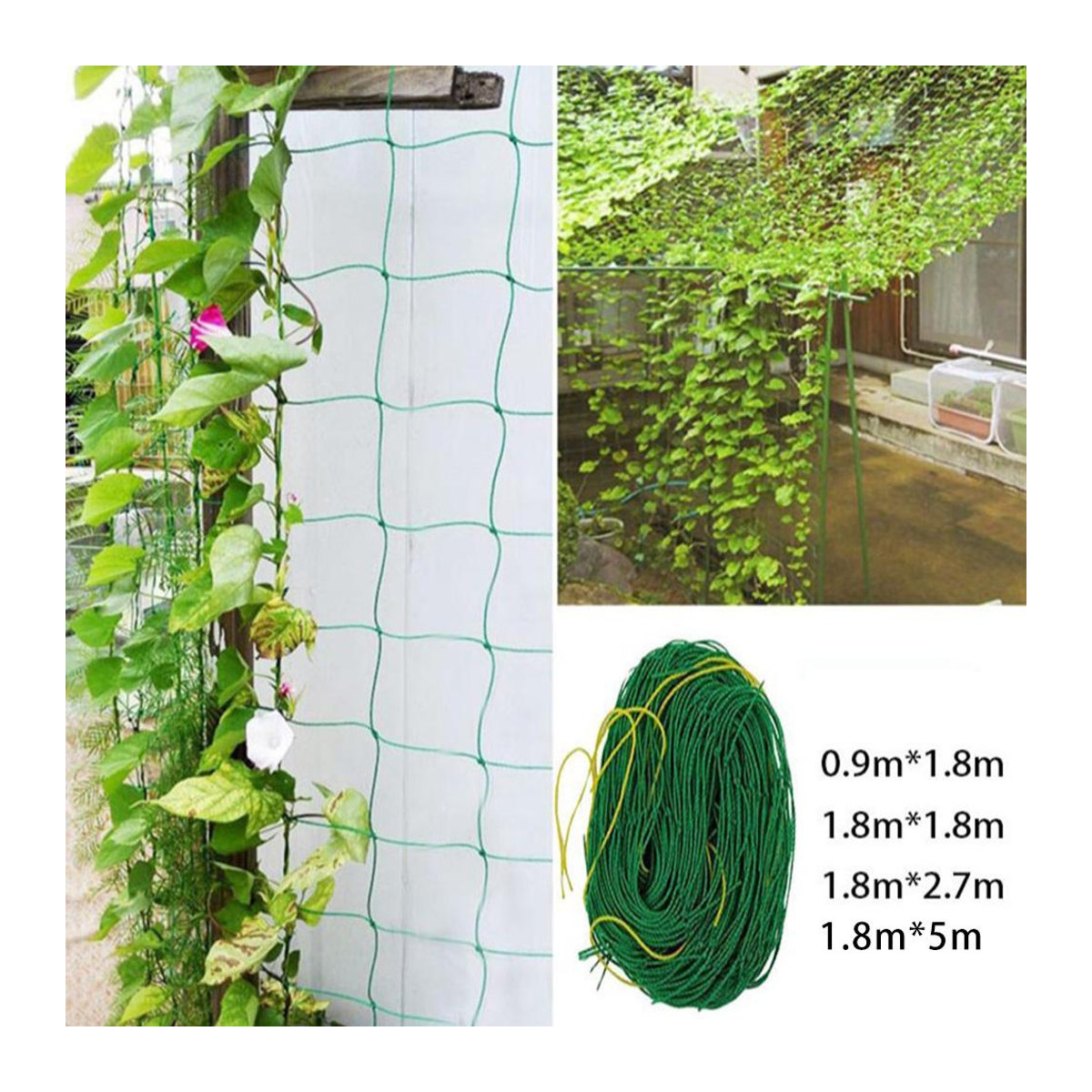 Grünes Ranknetz für Obst und Gemüse als Pflanzenstütze und Kletternetz für den Gemüsegarten, B: 5 m, H: 1,8 m - Bild 6