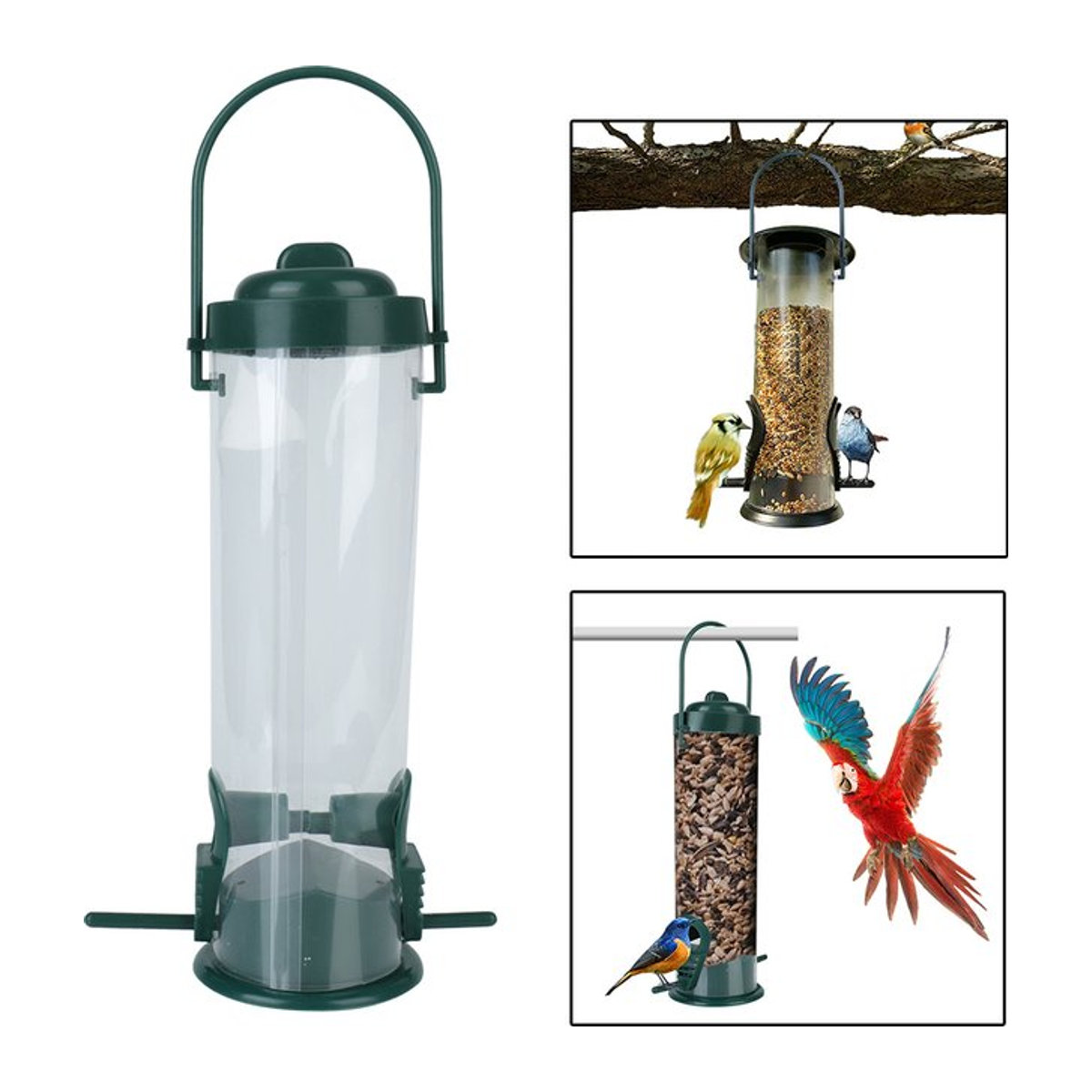 Grünes Vogelhäuschen zur Fütterung von Wildvögeln als Außendekoration für deinen Garten - Bild 1