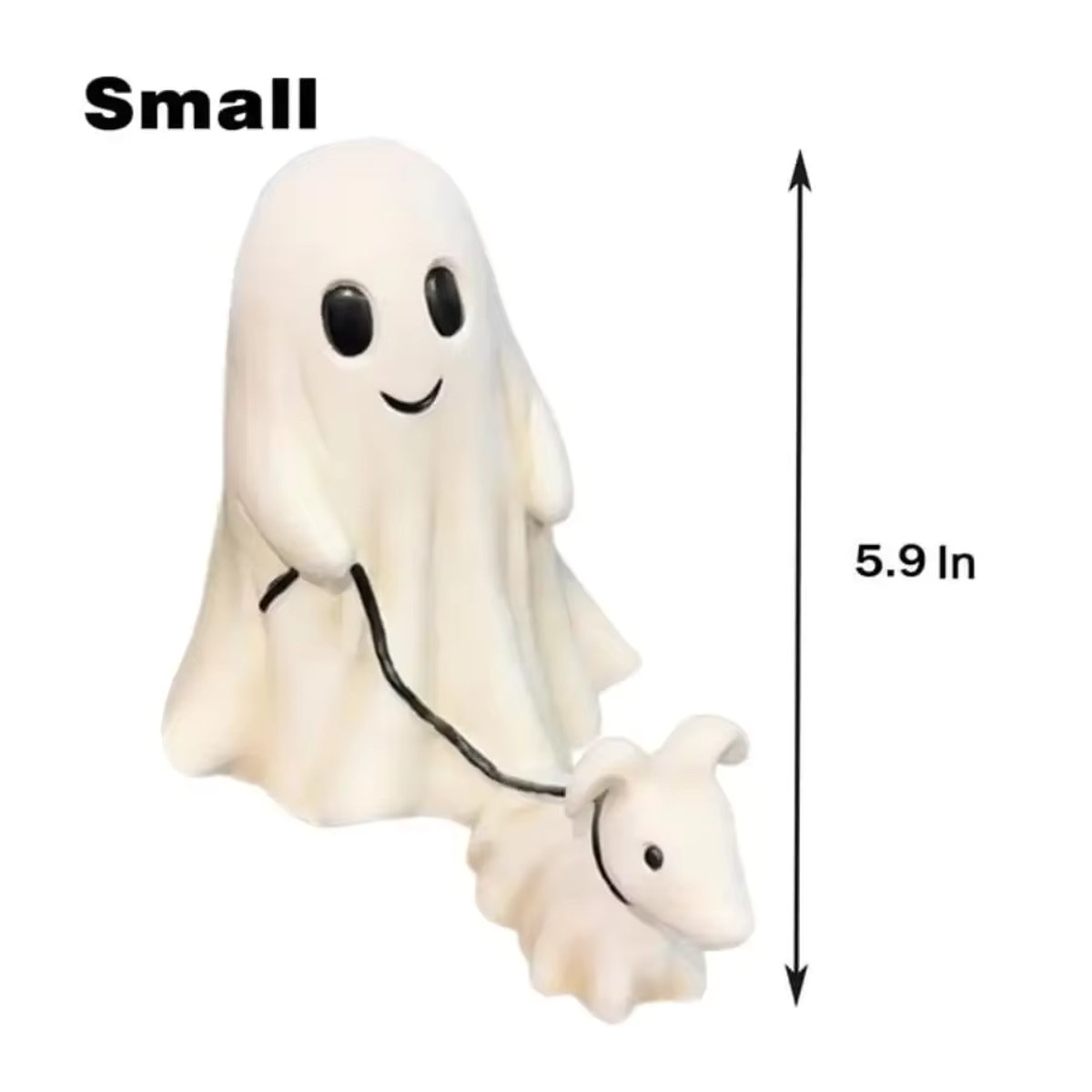 Gruselige Halloween Ghost Walking Hundestatue aus Kunstharz in Weiß - Bild 2