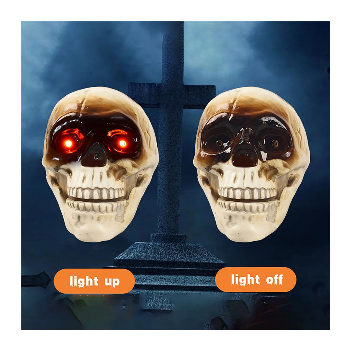 Gruseliger Halloween Schädel von PHYUN-autoparts mit Rotlichtaugen und Tonfunktion aus Kunststoff - Bild 2