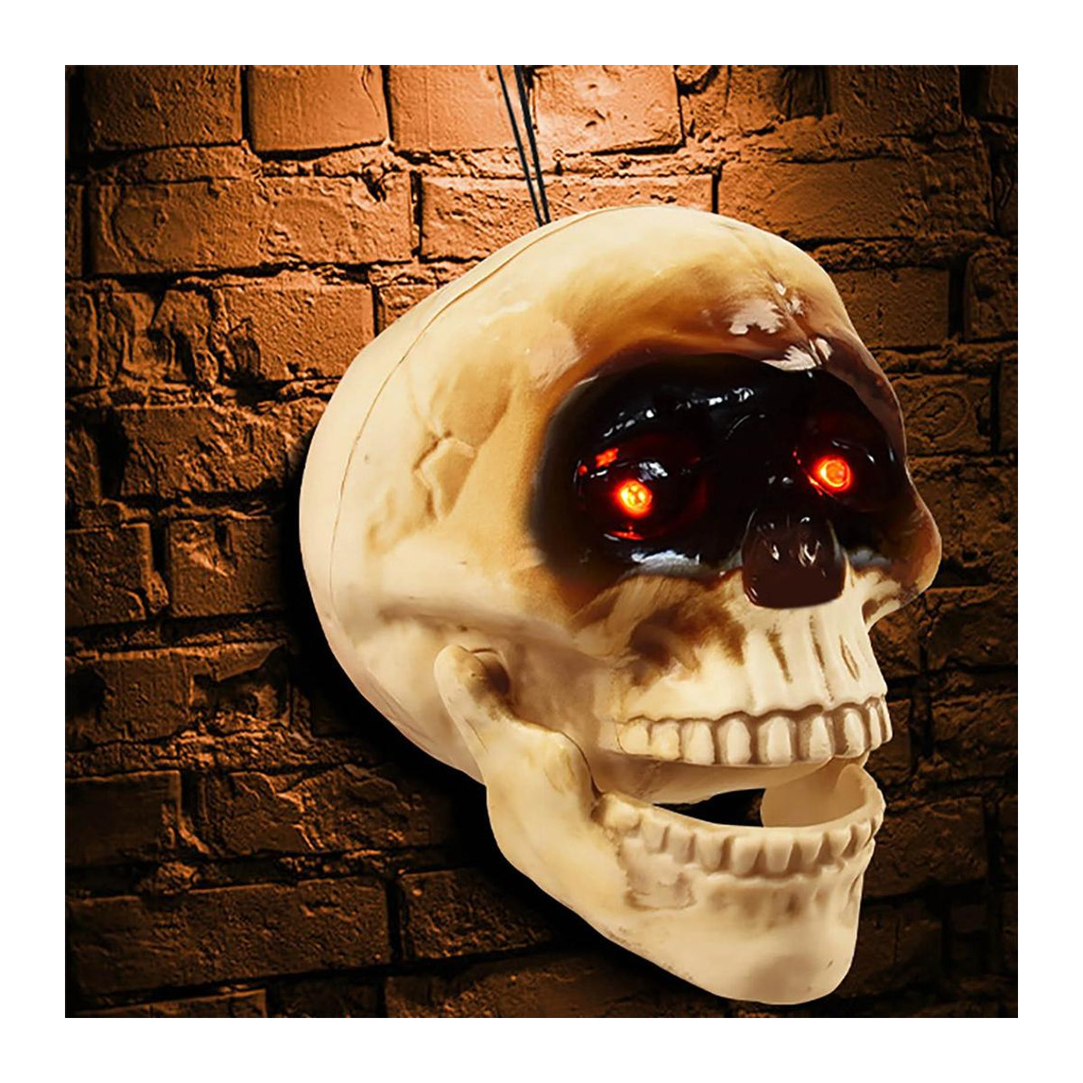 Gruseliger Halloween Schädel von PHYUN-autoparts mit Rotlichtaugen und Tonfunktion aus Kunststoff - Bild 6