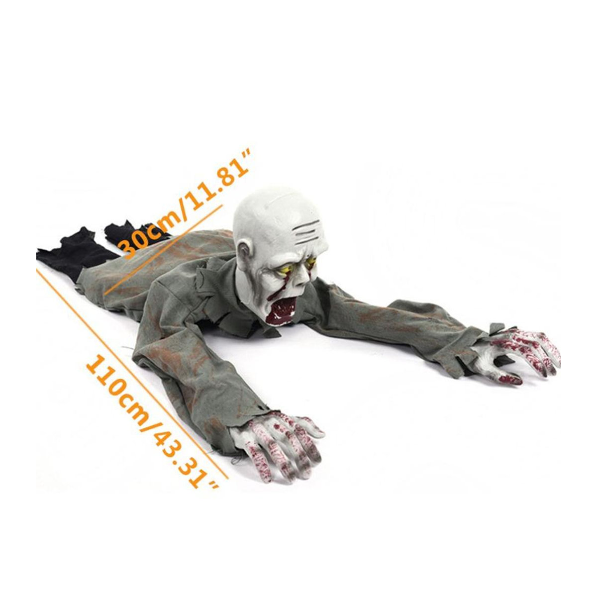 Gruseliger kriechender Geist von feiyanautoparts mit elektronischer Stimme und roten Augen für deine Halloween-Dekoration, Höhe: 110 cm, Breite: 30 cm - Bild 2