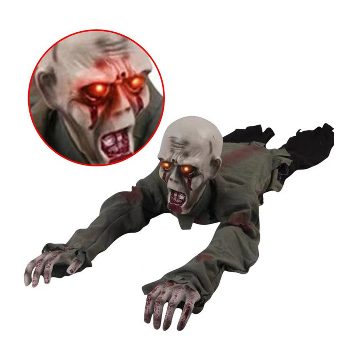 Gruseliger kriechender Geist von feiyanautoparts mit elektronischer Stimme und roten Augen für deine Halloween-Dekoration, Höhe: 110 cm, Breite: 30 cm - Bild 4