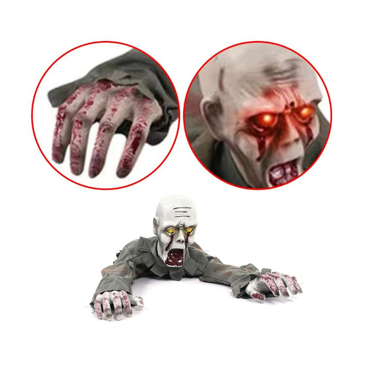 Gruseliger kriechender Geist von feiyanautoparts mit elektronischer Stimme und roten Augen für deine Halloween-Dekoration, Höhe: 110 cm, Breite: 30 cm - Bild 5