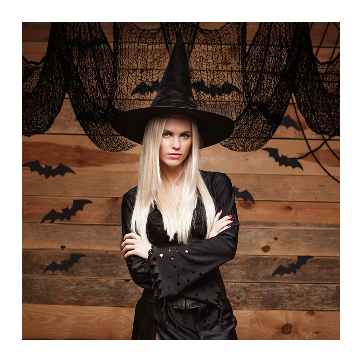 Gruseliger schwarzer Halloween-Stoff und Gaze für deine Spukhaus-Dekoration im Gothic-Stil - Bild 3