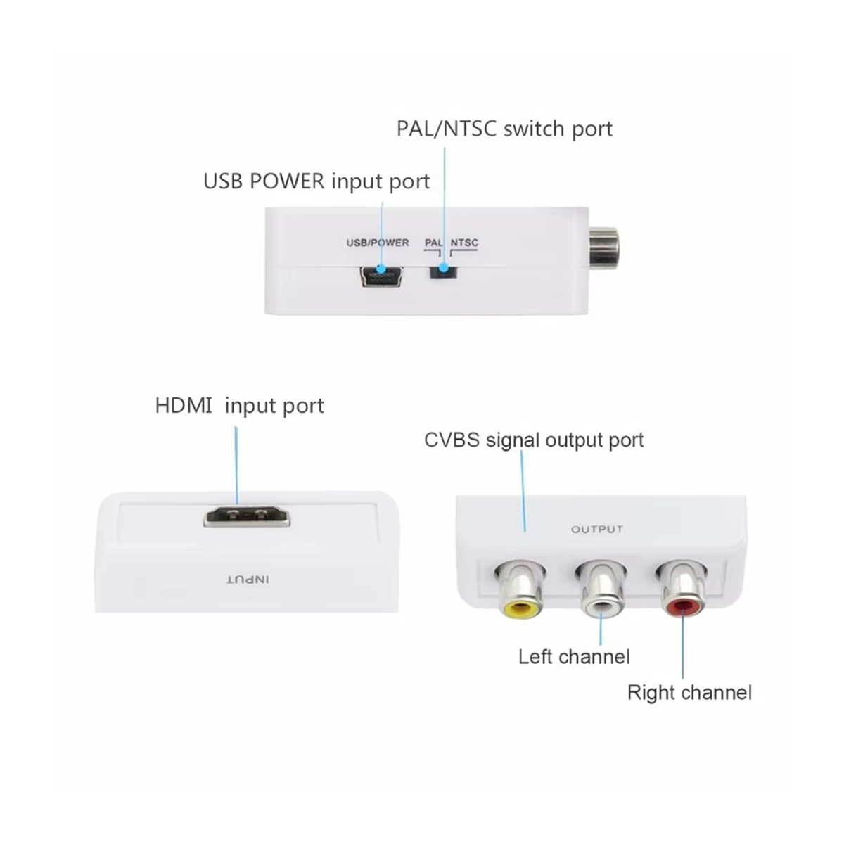 Grwibeou HDMI zu AV Konverter Schwarz mit 1080P Unterstützung für RCA L/R Video NTSC und PAL - Bild 6