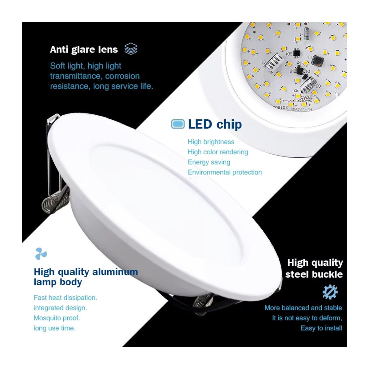 GRZBI Runde LED-Einbauleuchte Minimalistisch für Innenbeleuchtung in Warmweiß oder Kaltweiß - Bild 2
