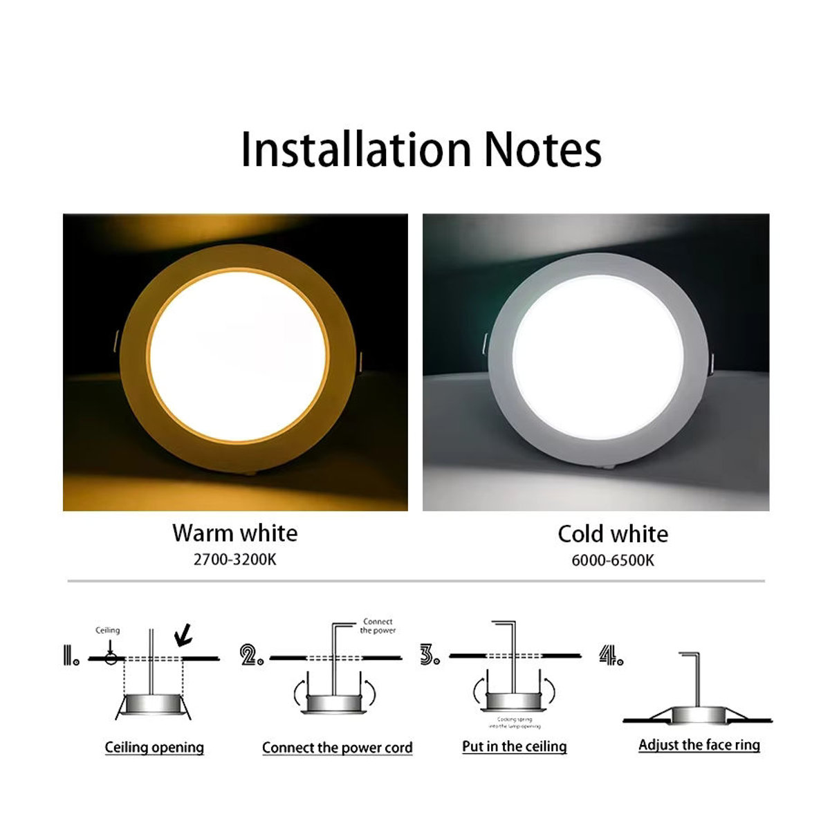 GRZBI Runde LED-Einbauleuchte Minimalistisch für Innenbeleuchtung in Warmweiß oder Kaltweiß - Bild 3