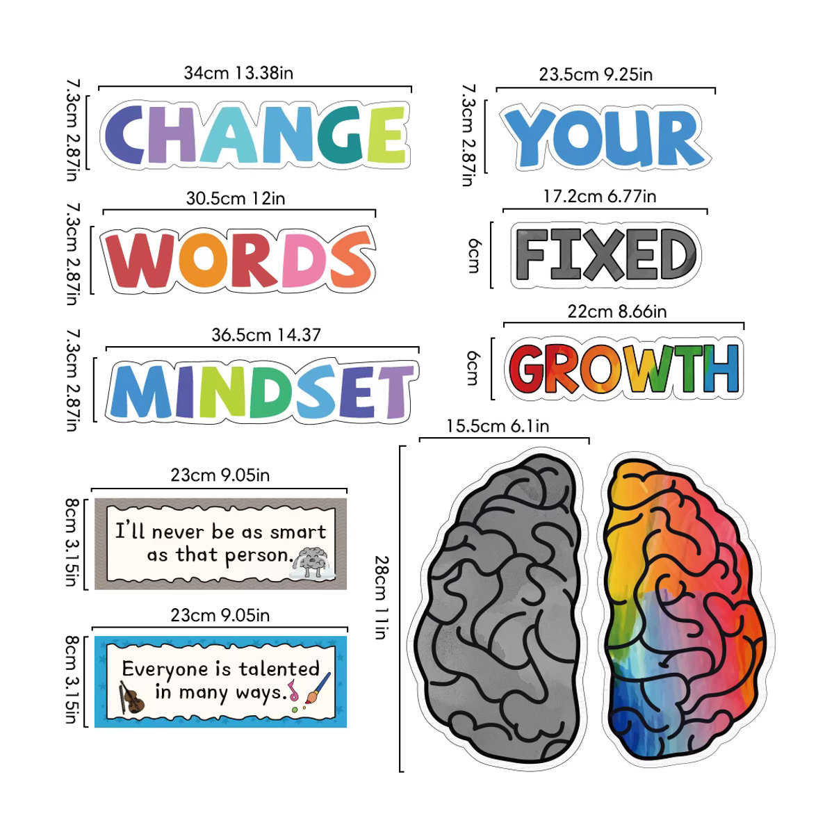 GSF 22-teiliges Wanddekor-Set für das Klassenzimmer mit inspirierenden Sprüchen zum Thema Wachstums-Mindset, mehrfarbig, aus Papier - Bild 3