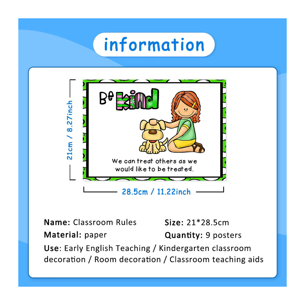 GSF 9er Set Pädagogische Poster für das Klassenzimmer und Zuhause, Mehrfarbige Wanddekoration für Kinder im Montessori-Stil, Hochformat, B: 21 cm, H: 28,5 cm - Bild 2
