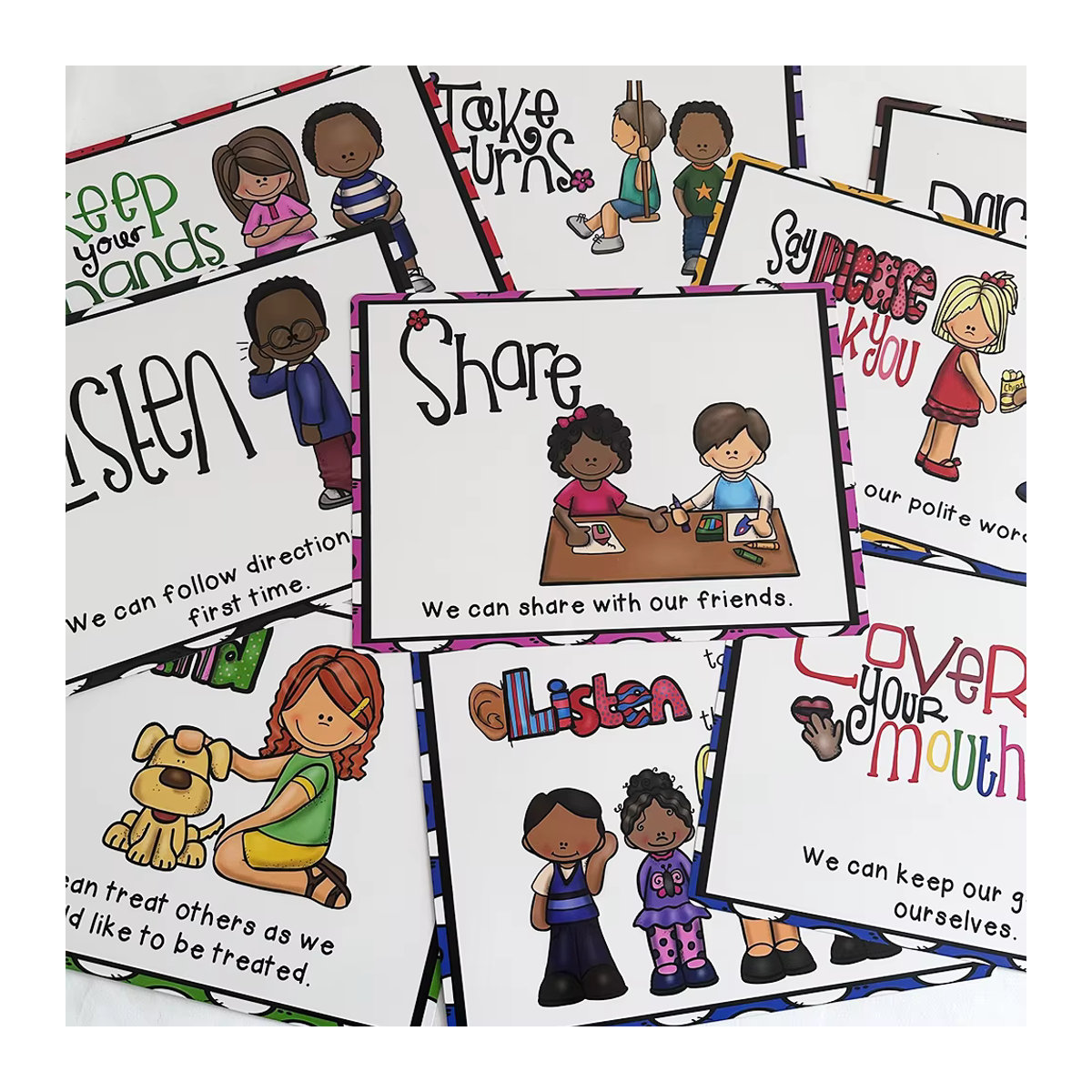 GSF 9er Set Pädagogische Poster für das Klassenzimmer und Zuhause, Mehrfarbige Wanddekoration für Kinder im Montessori-Stil, Hochformat, B: 21 cm, H: 28,5 cm - Bild 5