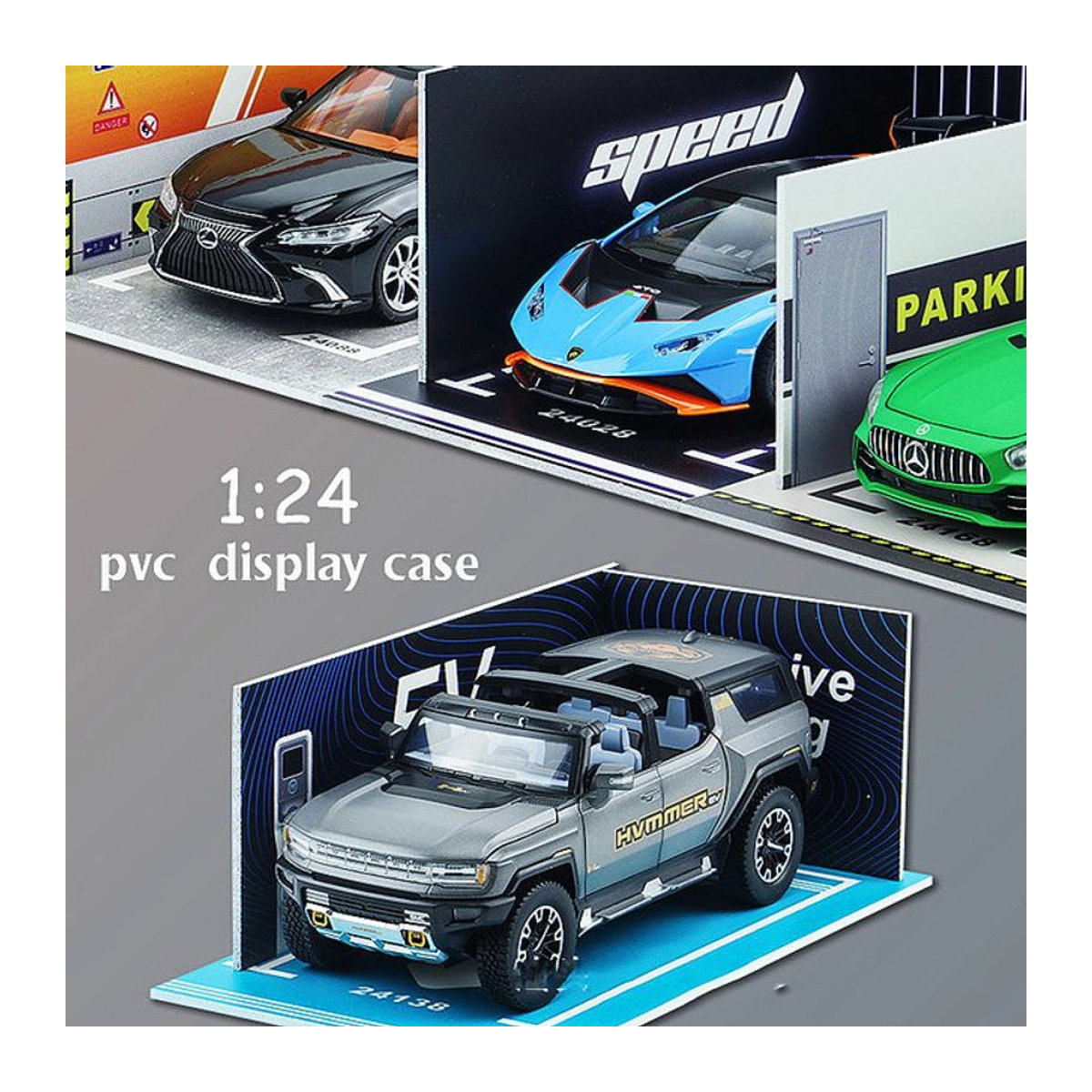 GSF Diorama Garage für 1:24 Modellautos aus Kunststoff, weißes Display für Miniaturautos und Sammlerstücke - Bild 1