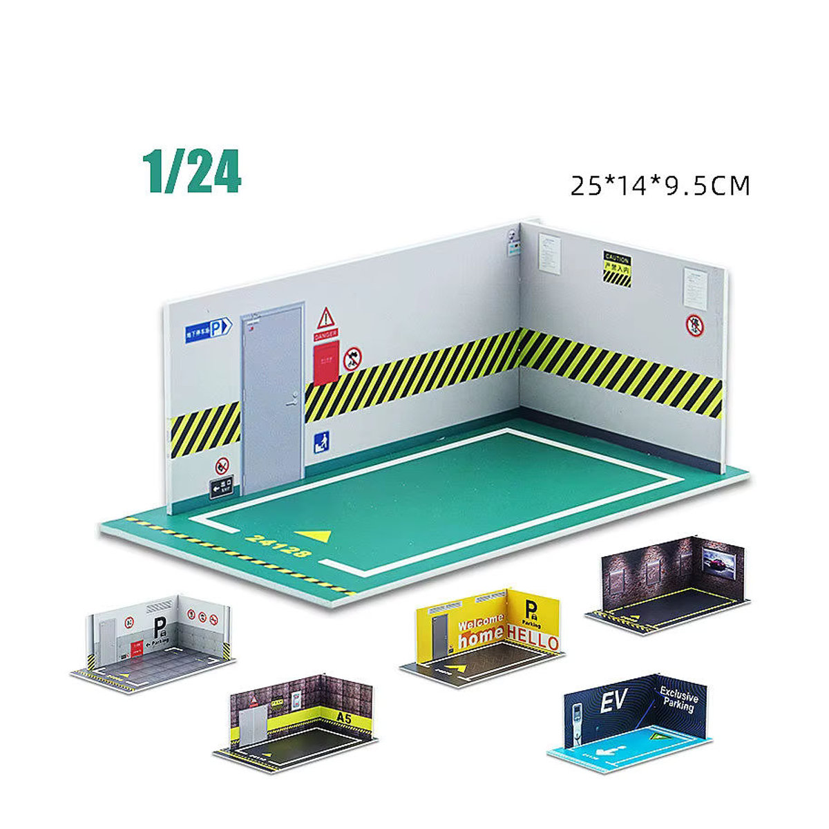 GSF Diorama Garage für 1:24 Modellautos aus Kunststoff, weißes Display für Miniaturautos und Sammlerstücke - Bild 3