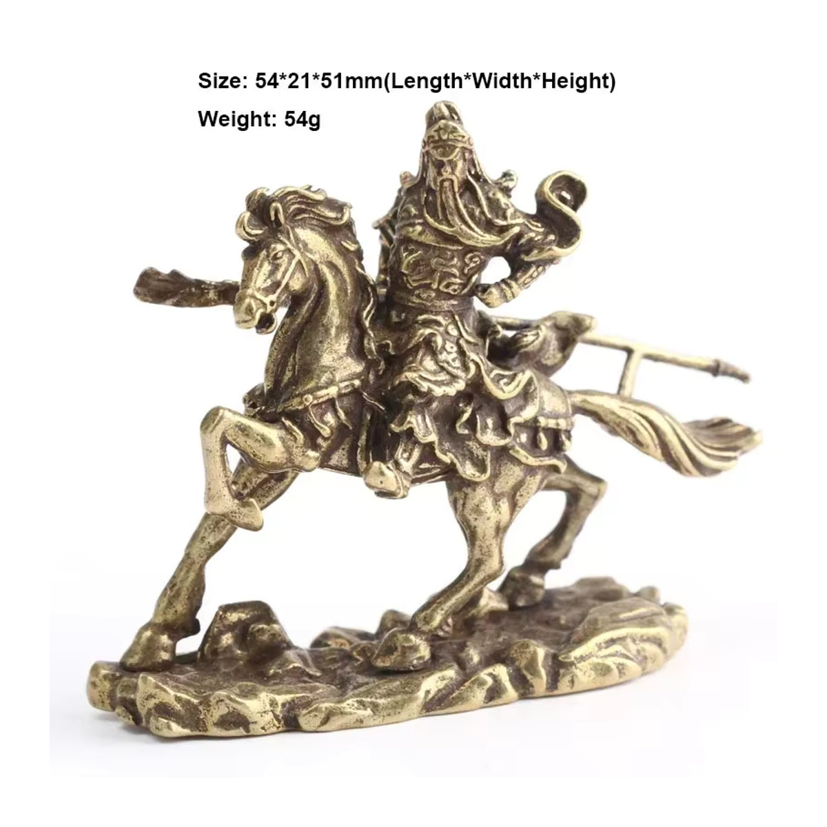 Guan Gong Statue aus Messing – Chinesische Gott des Reichtums Figur auf Pferd als Dekoration für Büro und Schreibtisch - Bild 3