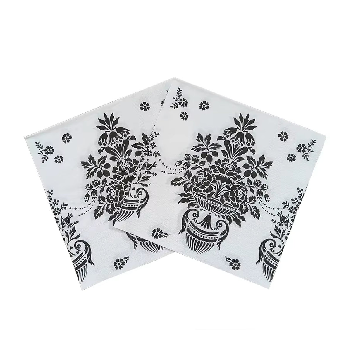GUANYAO Servietten aus Papier mit schwarzem Blumentopf-Muster, 2-lagig, bunt bedruckt, B/B: 33 x 33 cm - Bild 3
