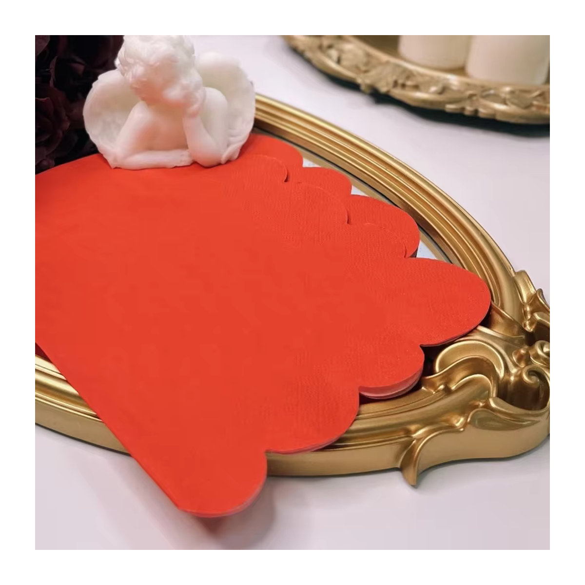 GUANYAO Servietten Set mit Cut-out Mustern und buntem Druck in Rot für chinesische Hochzeiten, 16 Stück pro Paket - Bild 4