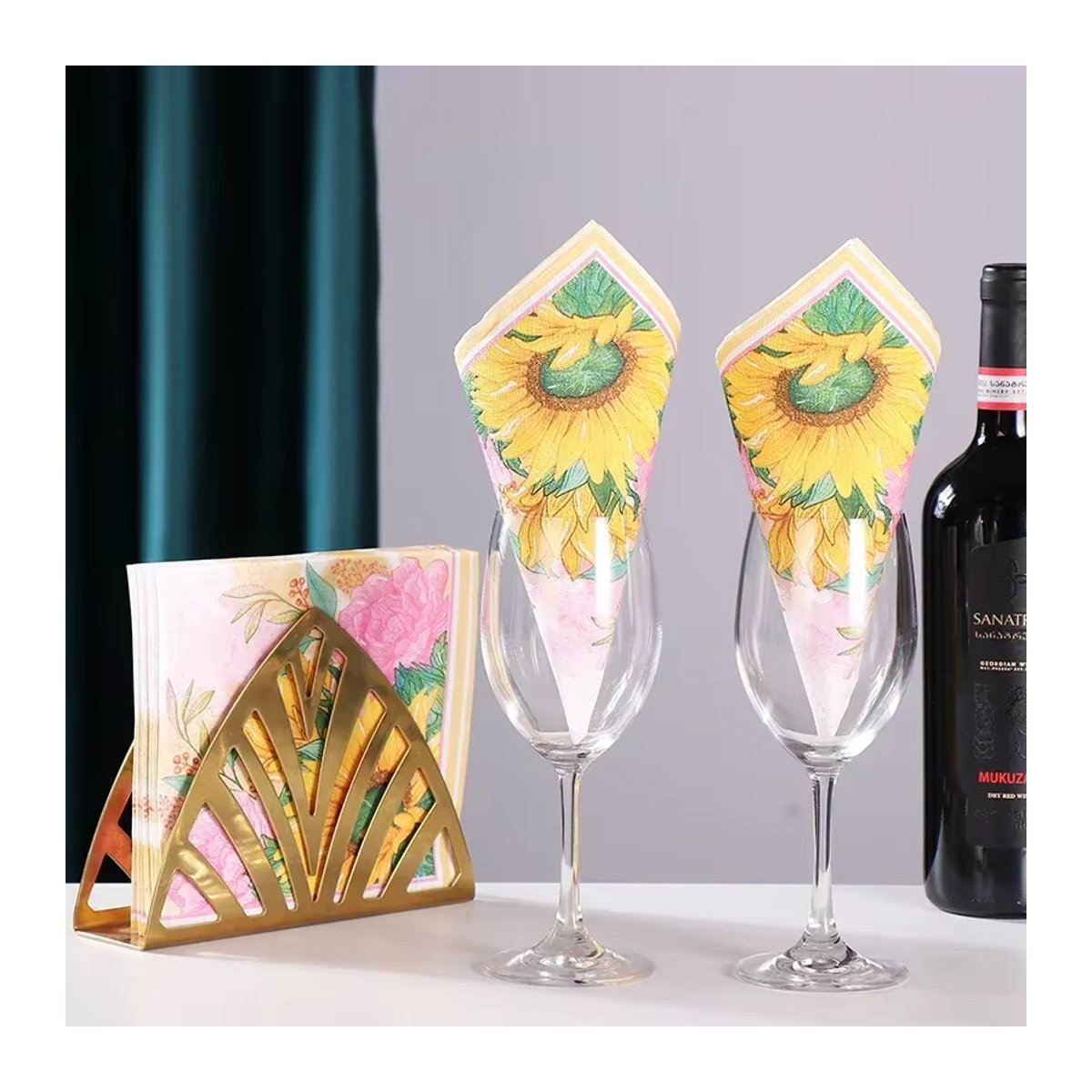 GUANYAO Sonnenblumen Servietten aus Zellstoff für Hochzeiten und Feiern, 20 Stück - Bild 2