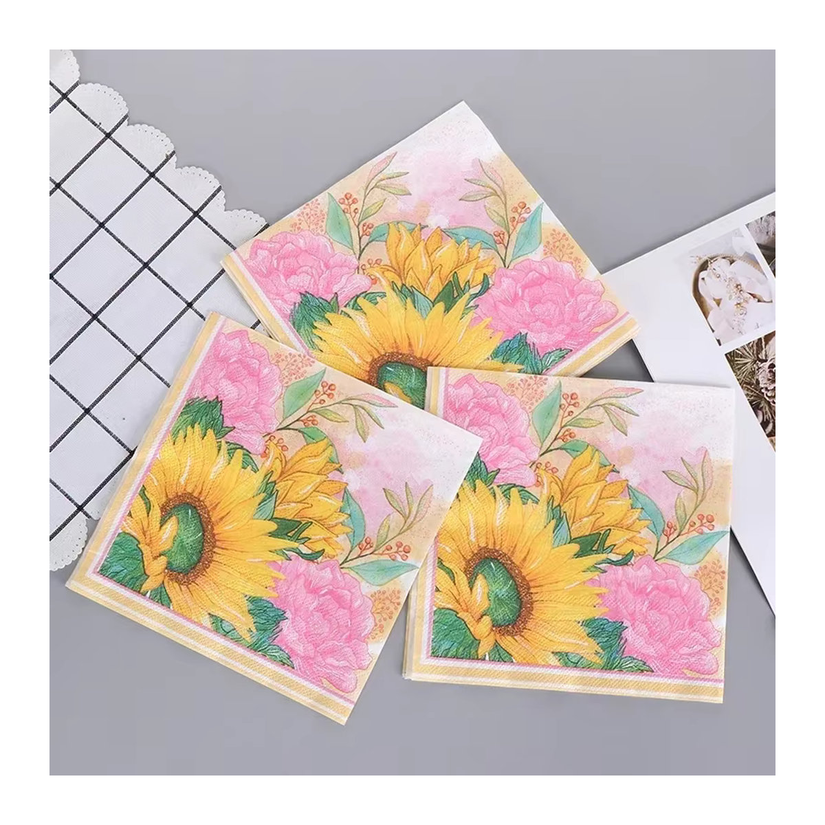 GUANYAO Sonnenblumen Servietten aus Zellstoff für Hochzeiten und Feiern, 20 Stück - Bild 3