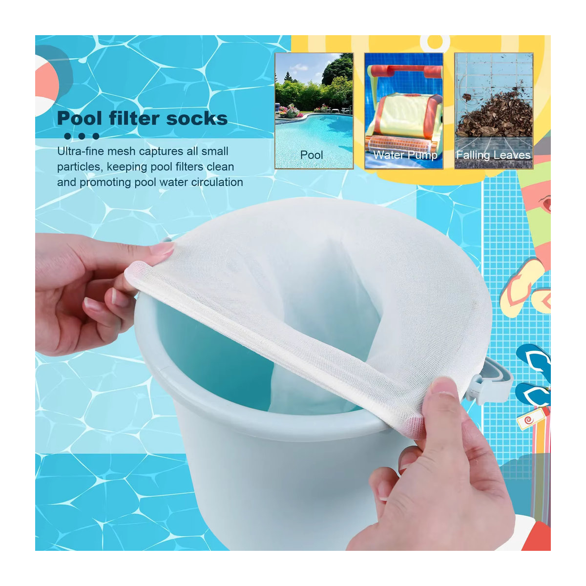 GUB Pool Skimmer Socken aus Nylon in Weiß für Schwimmbad Filterkörbe - Bild 2