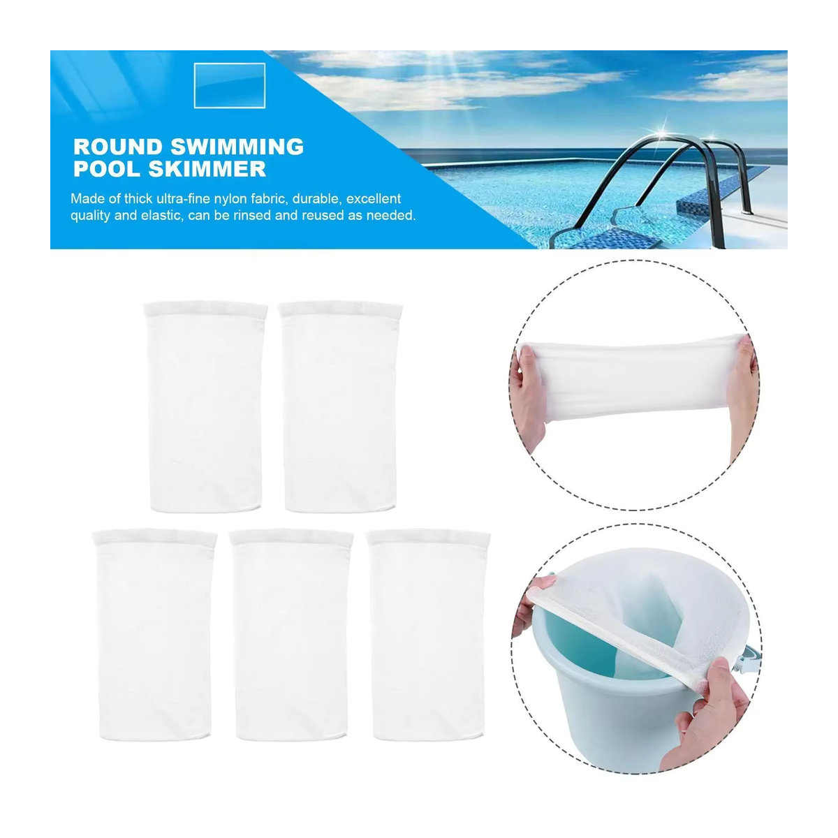 GUB Pool Skimmer Socken aus Nylon in Weiß für Schwimmbad Filterkörbe - Bild 3
