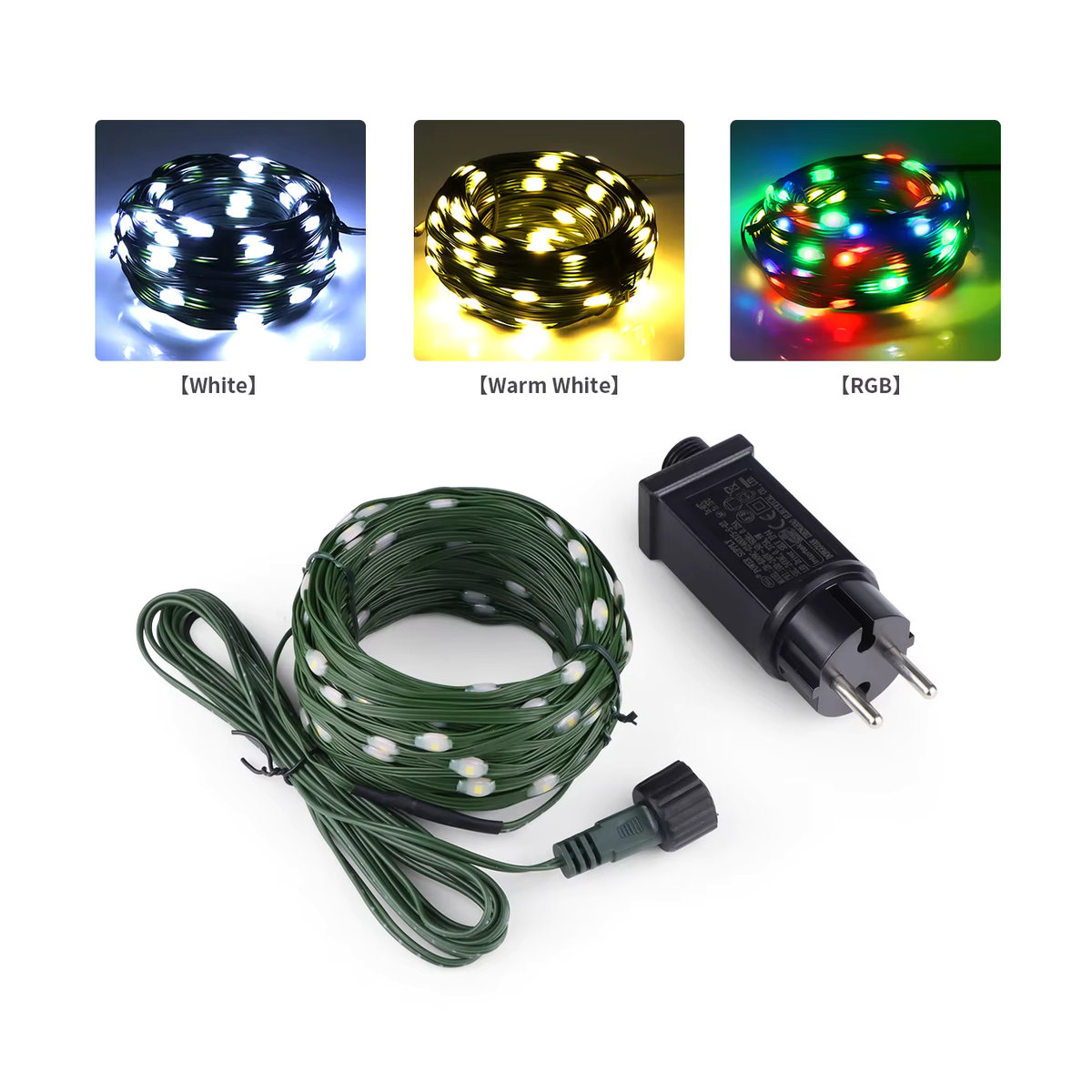 Guillermo Dekorative Lichterkette mit Leder und grünem Draht für Hochzeit, Weihnachten und Schlafzimmer in Warmweiß oder RGB - Bild 3