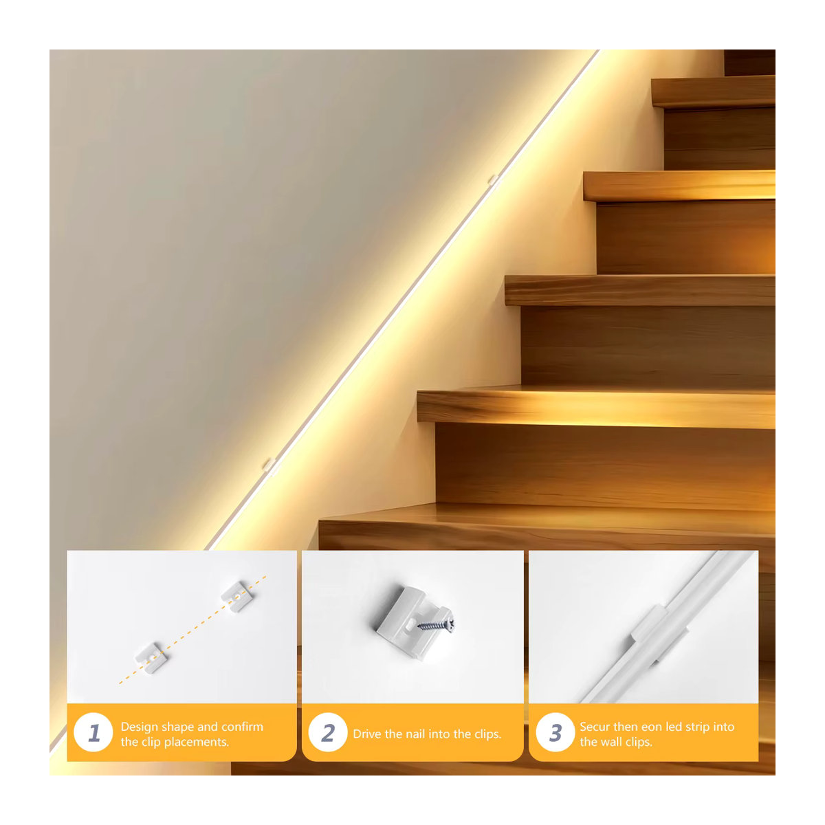 Guillermo LED-Neonstreifenlicht in Weiß mit beweglichen Ein- und Doppel-PIR-Bewegungssensoren zur Nachtsicherheitsbeleuchtung für Schlafzimmer, Treppen und Badezimmer - Bild 3