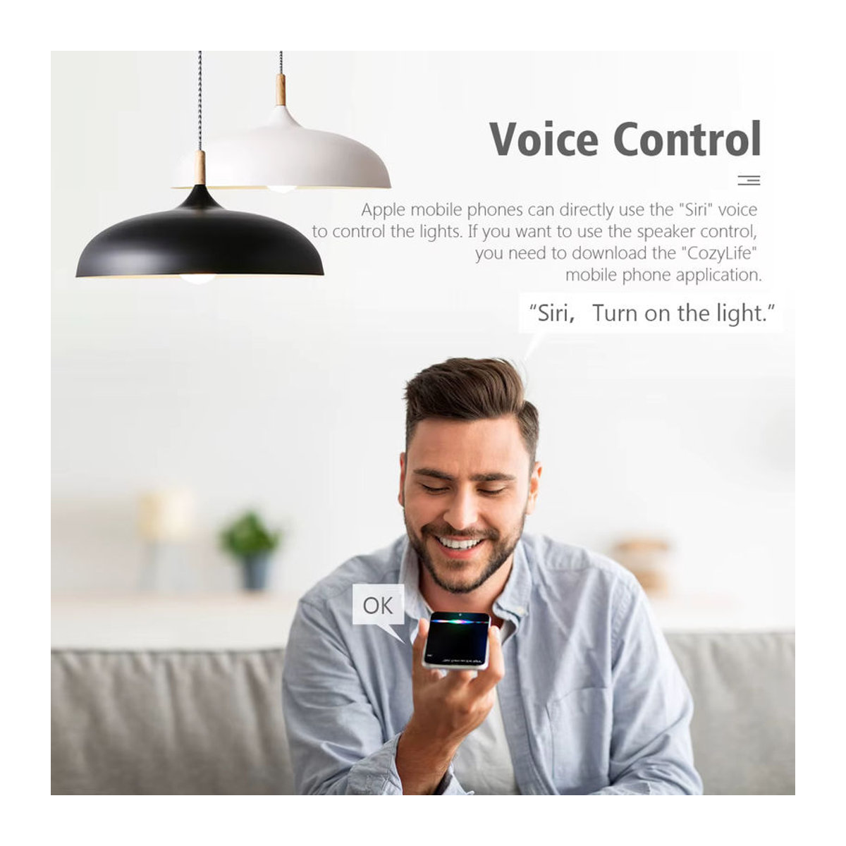 Guillermo Smart-Lampe E27 MFI-zertifiziert Homekit LED-WLAN-Glühbirne, mehrfarbig und dimmbar, kompatibel mit Siri, Alexa und Google Home - Bild 4