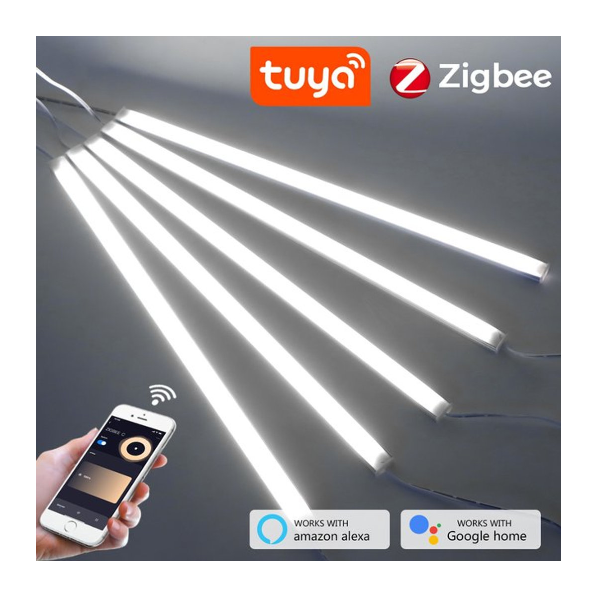 Guillermo Tuya Zigbee Smart LED Lichtleiste Kit in Weiß, dimmbar, Warmweiß/Weiß, kompatibel mit Google Alexa und Sprachsteuerung, DC12V - Bild 1