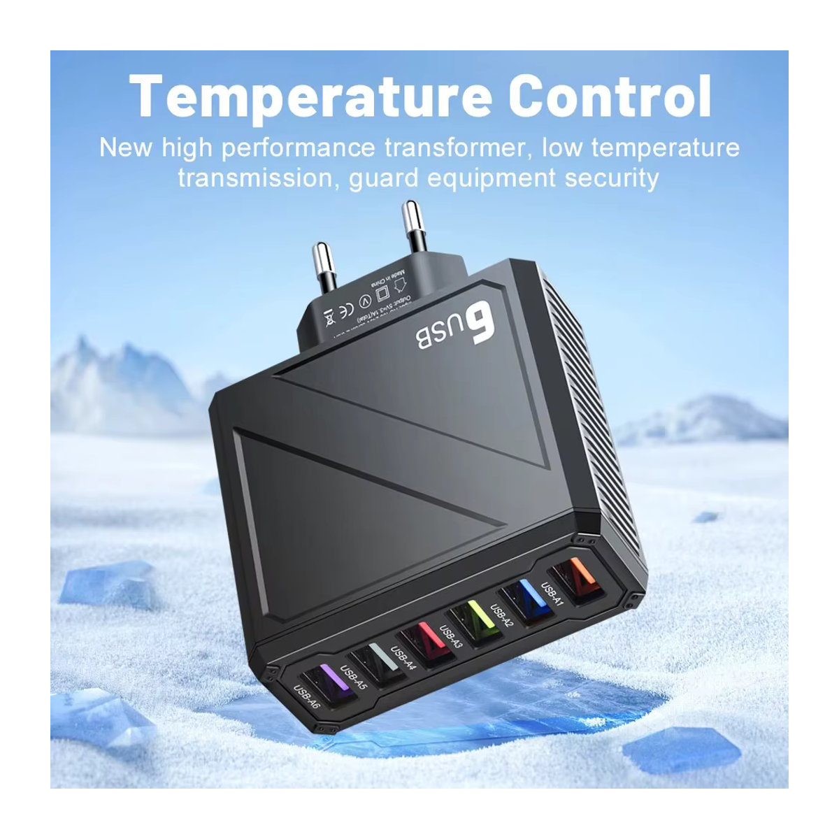GUSEYEE USB Wandladegerät mit 6 Ports und 3,1 A Schnellladefunktion in Schwarz - Bild 5
