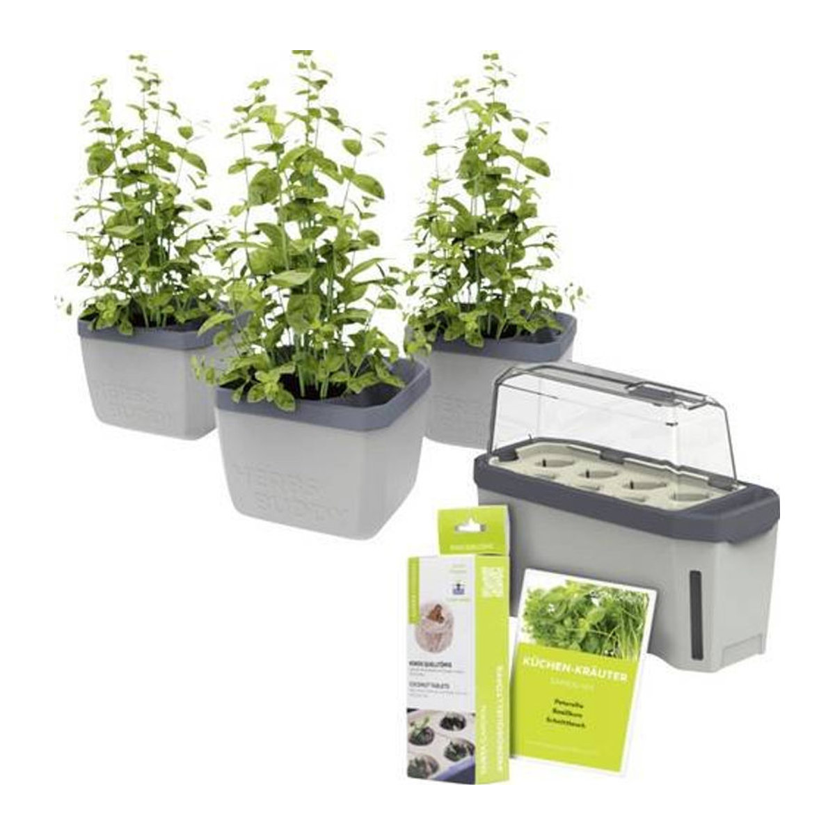 Gusta Garden Pflanzgefäß rechteckig in Grau aus Kunststoff und Kokos - Bild 1