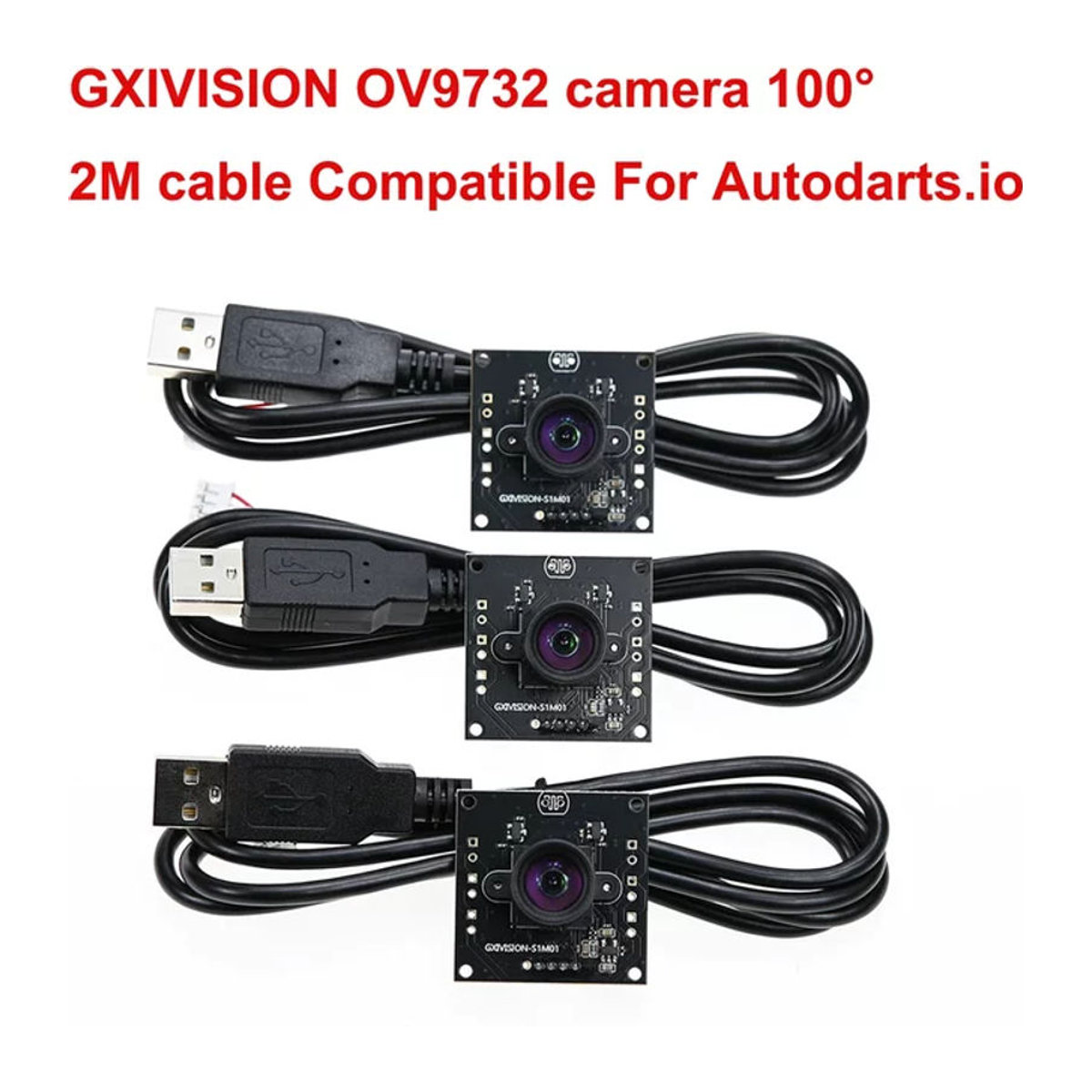 GXIVISION OV9732 USB-Kameramodul Schwarz mit 2 m Kabel, 100 Grad Sichtfeld und 30 FPS, kompatibel für Autodarts.io DIY-Webcam - Bild 1