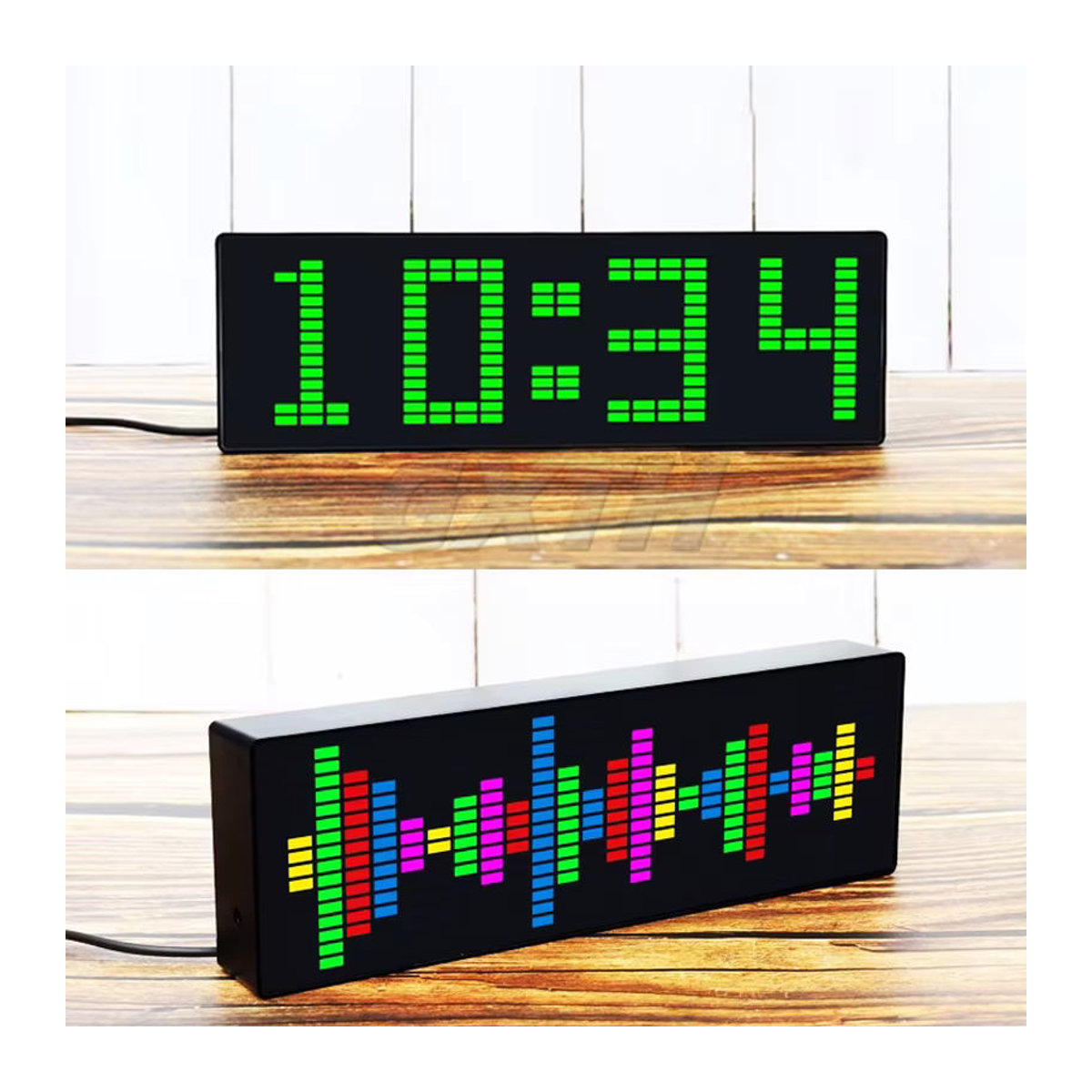 GXTH RGB LED Musik Spektrum Uhr mit Sprachsteuerung und USB-Anschluss in Mehrfarbig und Lila - Bild 3