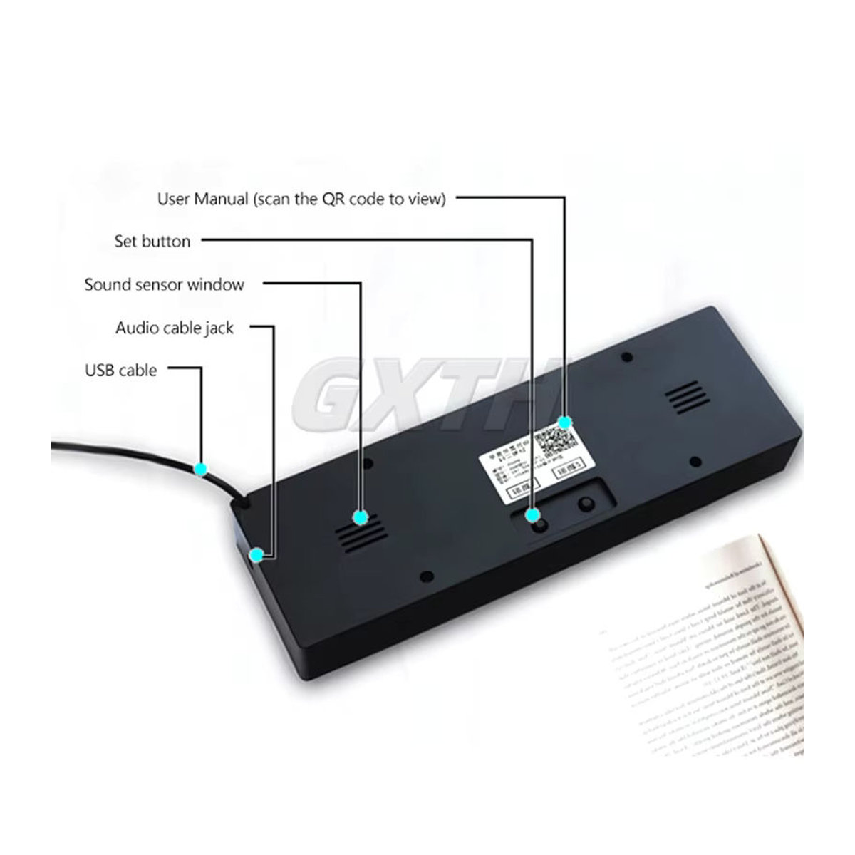 GXTH RGB LED Musik Spektrum Uhr mit Sprachsteuerung und USB-Anschluss in Mehrfarbig und Lila - Bild 4