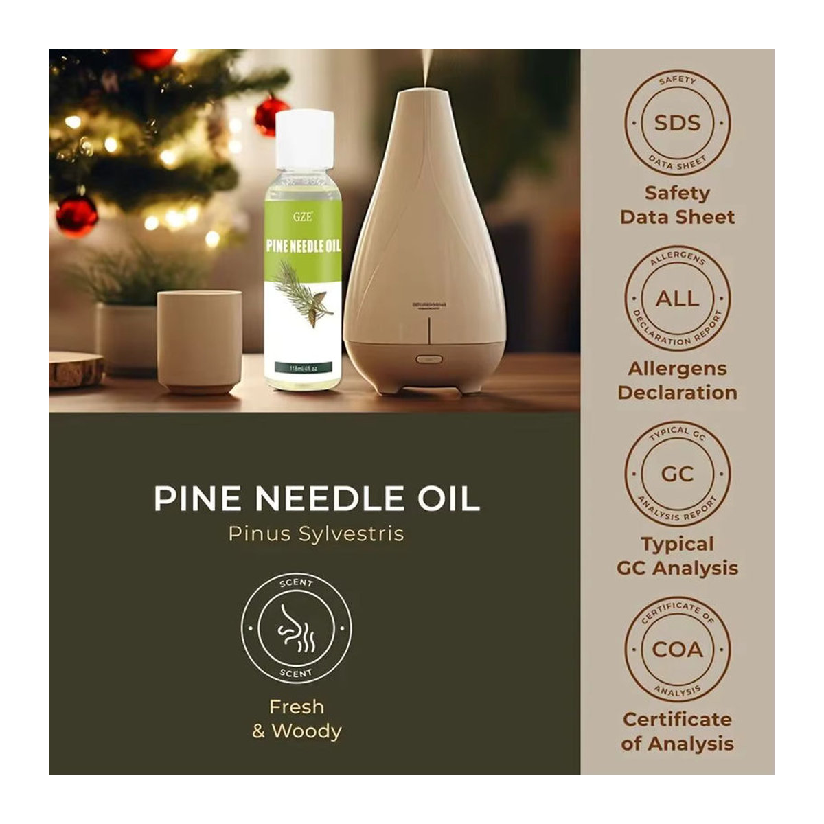 GZE Pine Needles Ätherisches Öl für Diffusoren, Massage und Hautpflege in Glasflasche - Bild 2