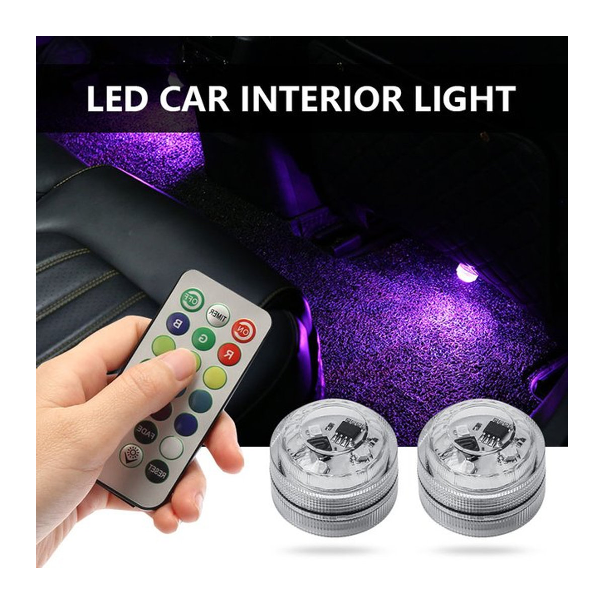 GZQGT Drahtlose LED Auto Innenbeleuchtung mit Fernbedienung in 13 Farben und Diamant-Design zur Dekoration von Dach und Fußraum - Bild 1
