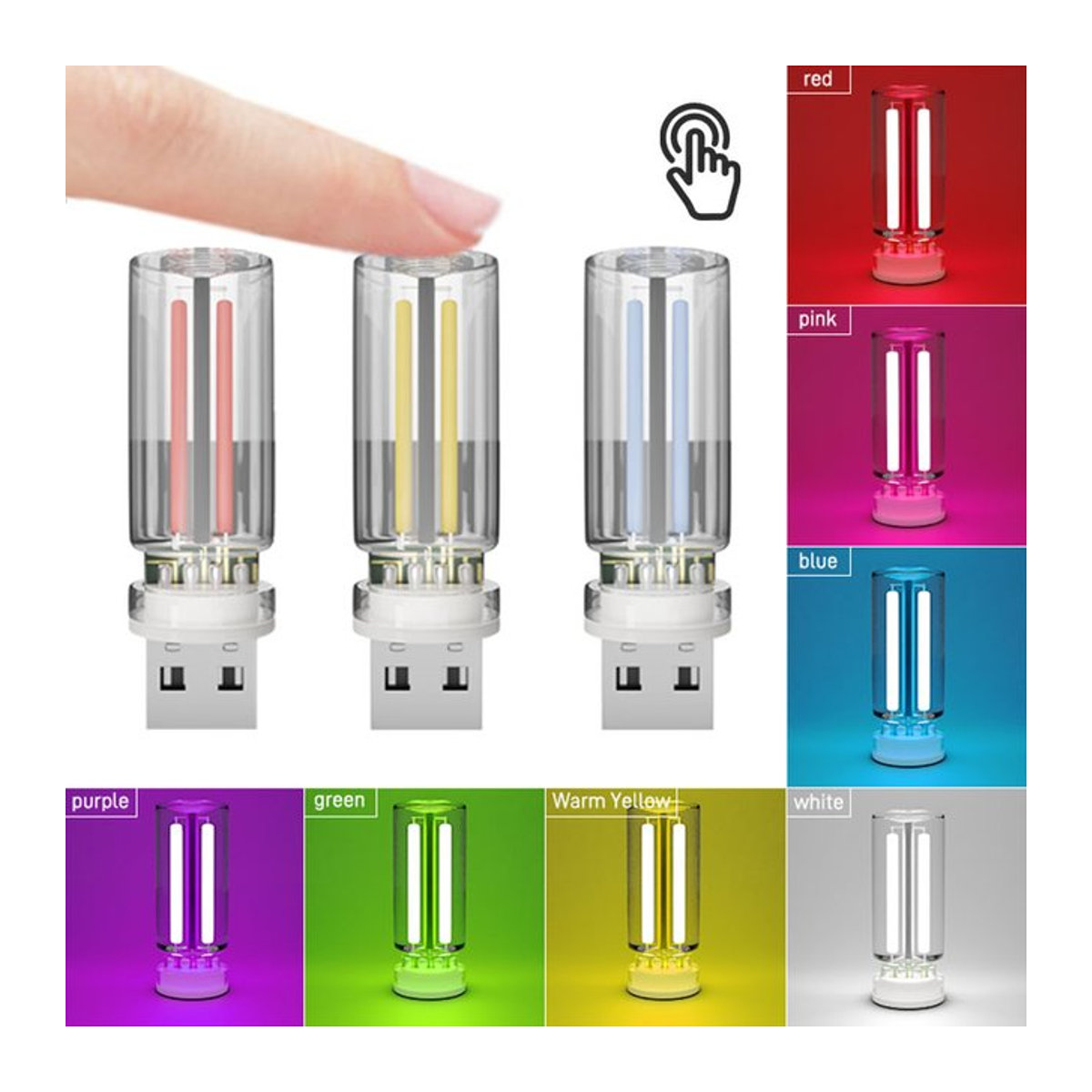 GZQGT USB Auto Atmosphäre Licht mit Touch-Dimmen als minimalistische LED Nachtlicht- und Notfallbeleuchtung - Bild 1