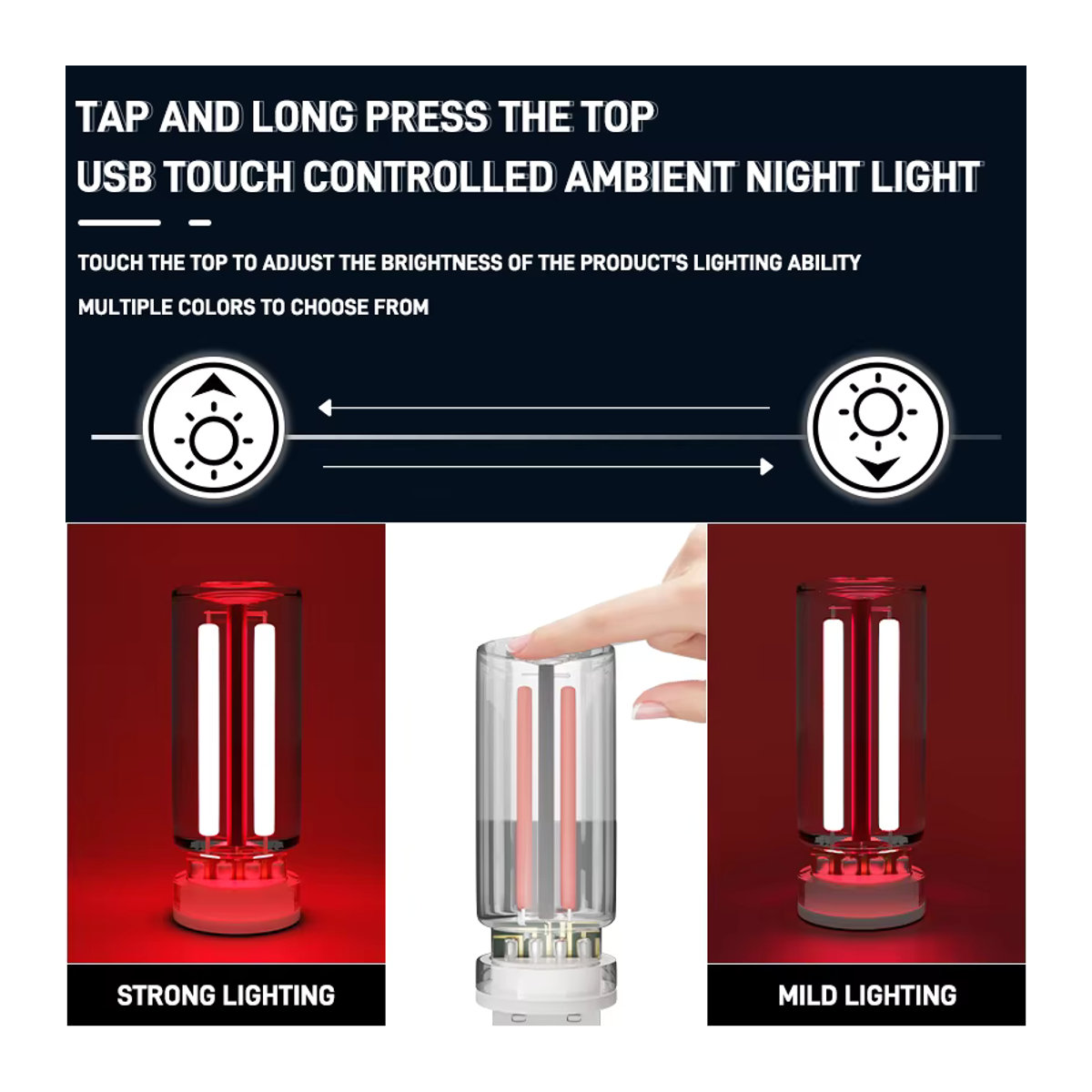GZQGT USB Auto Atmosphäre Licht mit Touch-Dimmen als minimalistische LED Nachtlicht- und Notfallbeleuchtung - Bild 3
